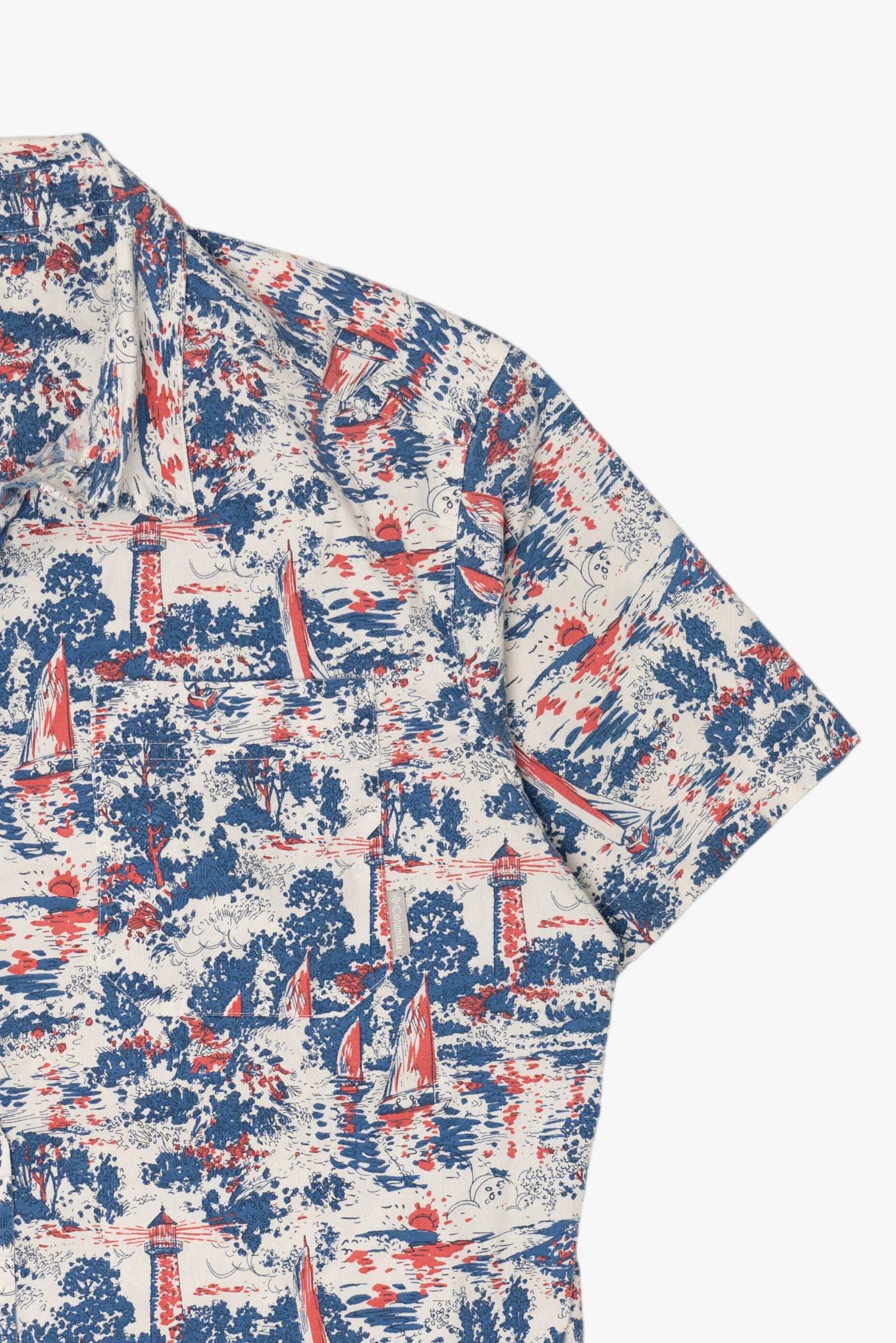 Lighthouse Sailboat Pattern Columbia Button Up Shirt (2010s)