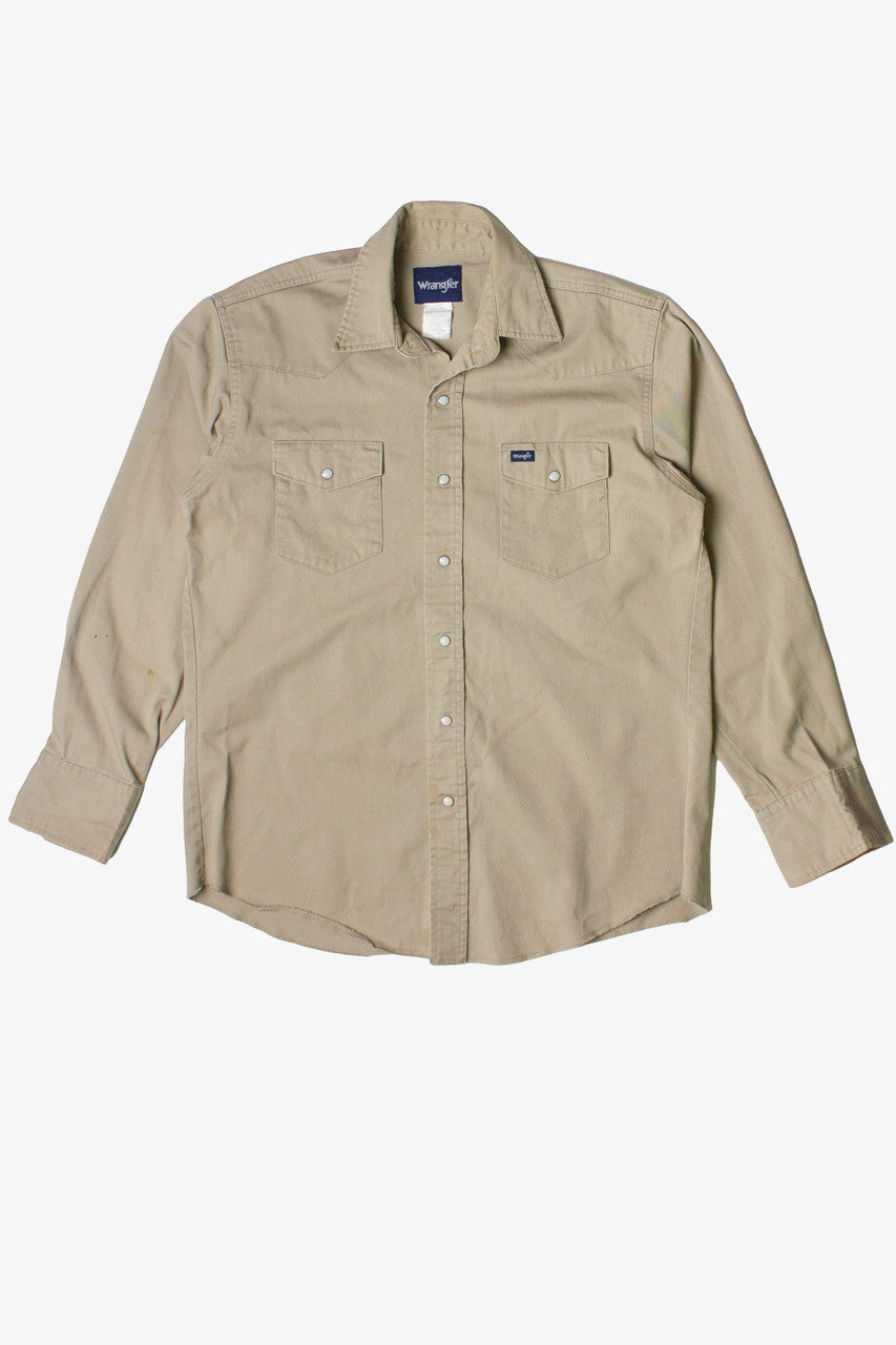 Vintage Snap Front Beige Wrangler Button Up Shirt (1990s)