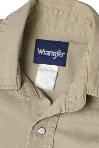 Vintage Snap Front Beige Wrangler Button Up Shirt (1990s)