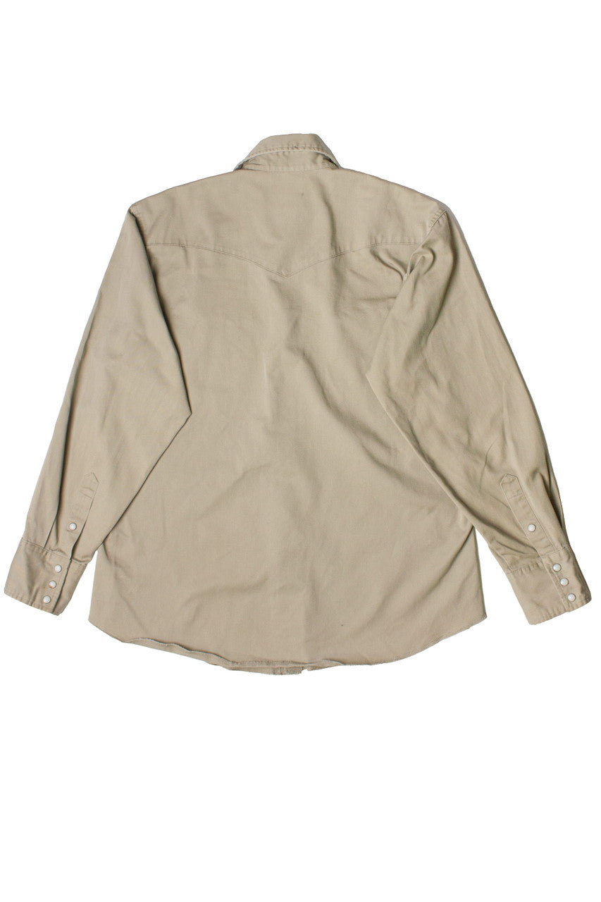 Vintage Snap Front Beige Wrangler Button Up Shirt (1990s)
