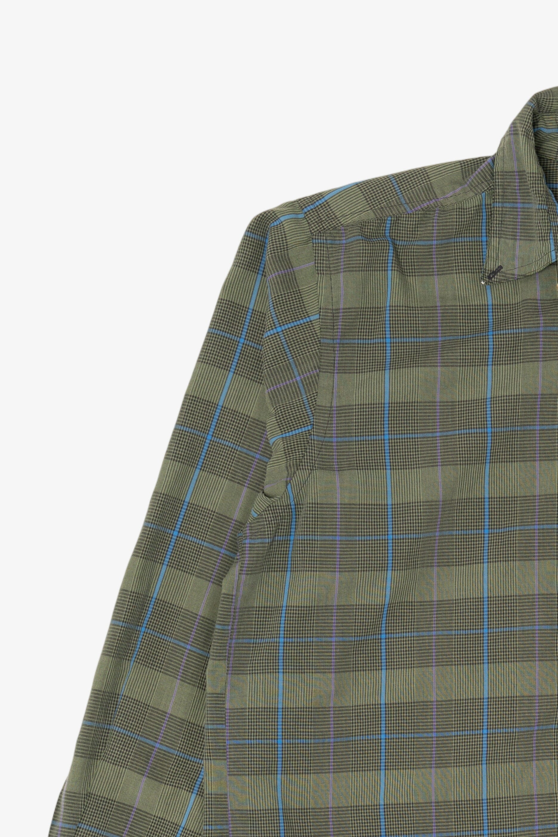 Vintage Green Plaid Van Heusen 417 Single Needle Tailoring Button Up Shirt (1990s)