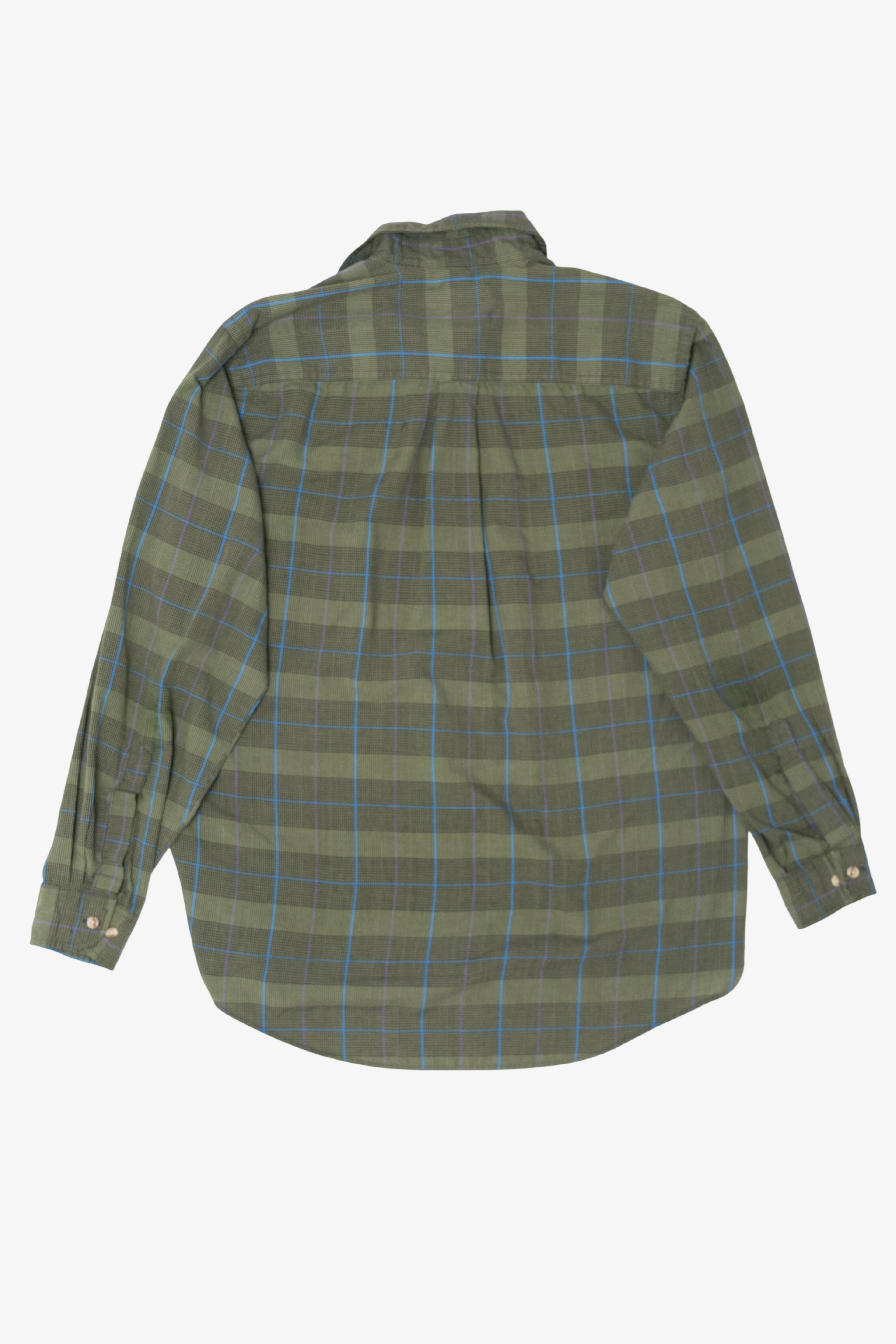 Vintage Green Plaid Van Heusen 417 Single Needle Tailoring Button Up Shirt (1990s)