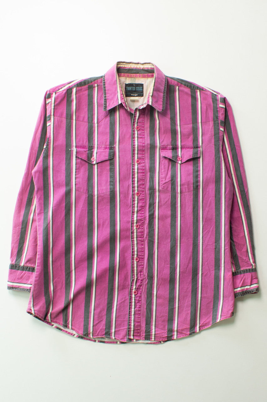 Vintage Purple Stripe Wrangler Button Up Shirt (1990s)