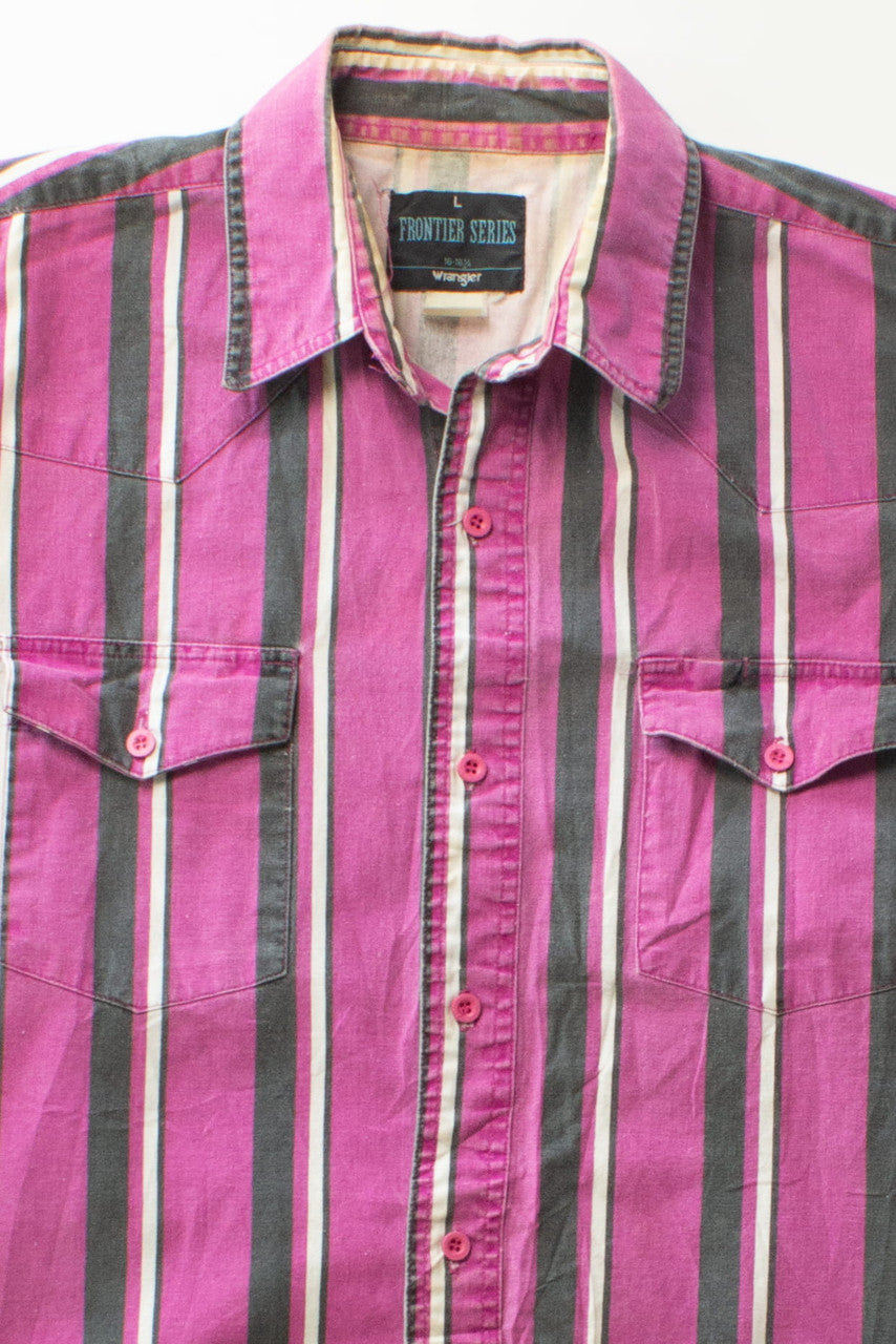 Vintage Purple Stripe Wrangler Button Up Shirt (1990s)