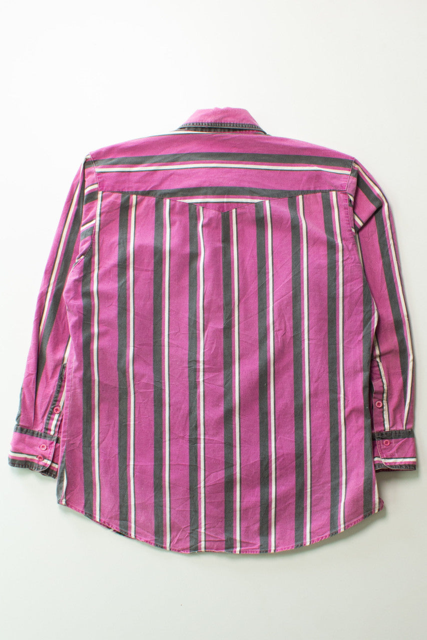 Vintage Purple Stripe Wrangler Button Up Shirt (1990s)