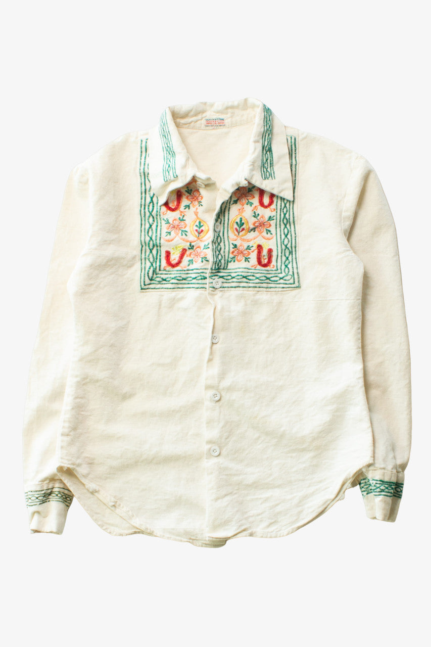 Vintage Indian Embroidered Button Up Shirt (1980s)