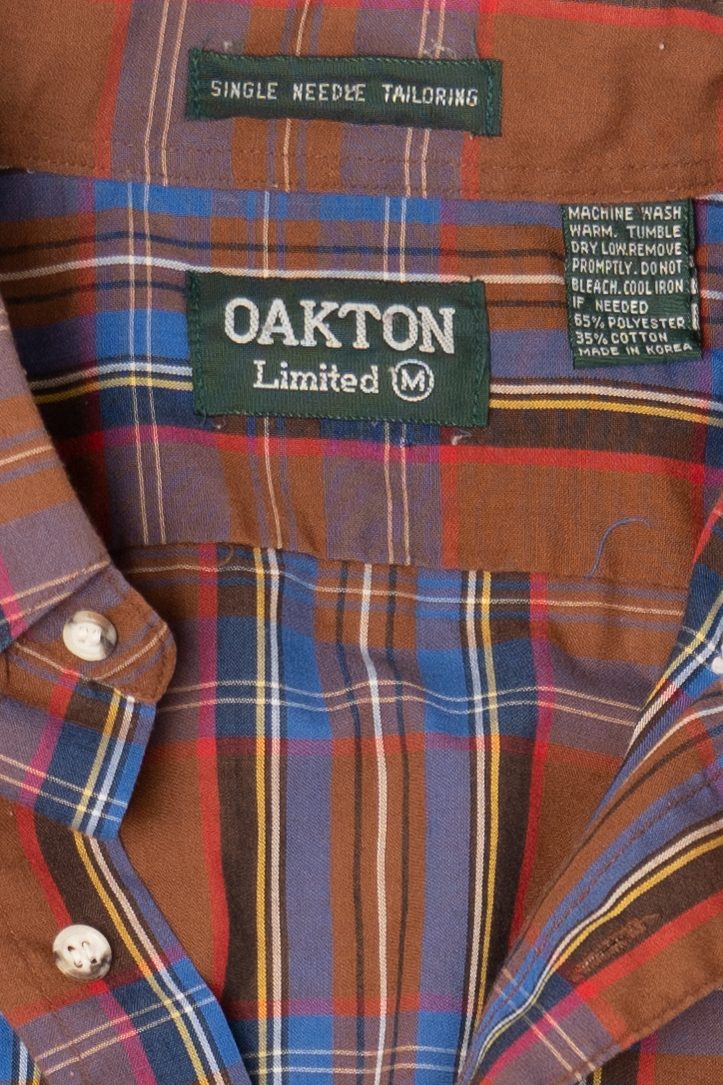 Vintage Brown Oakton Limited Plaid Button Up Shirt (1980s)