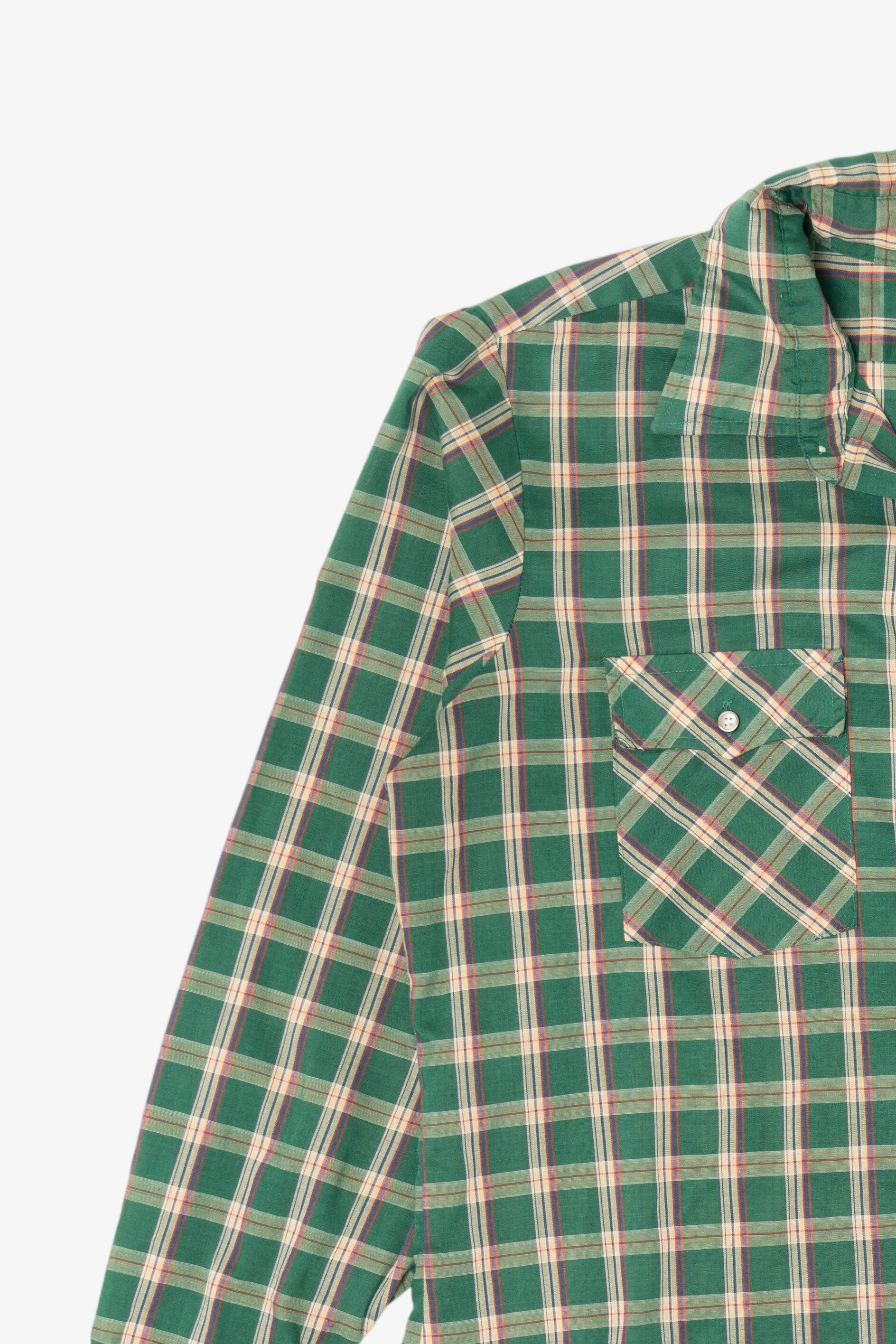 Vintage Green Plaid Towncraft Button Up Shirt (1960s)