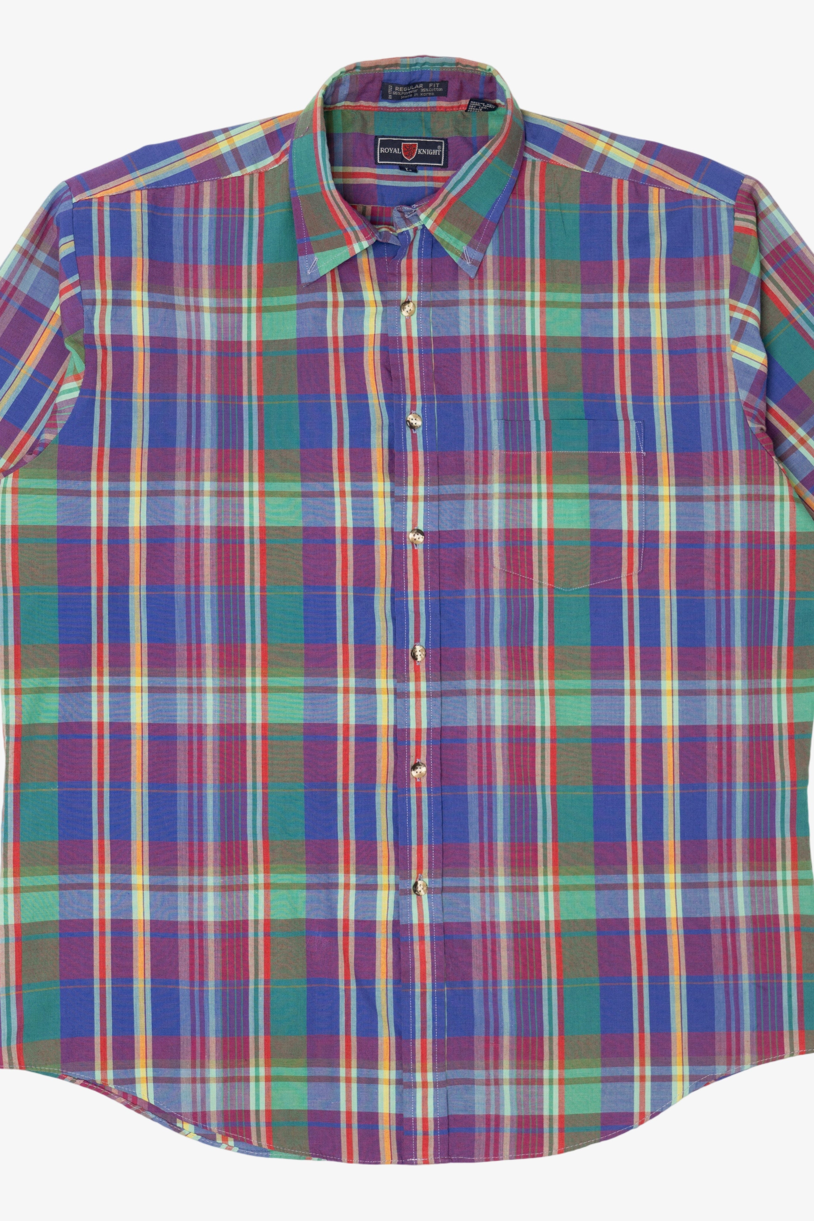 Vintage Royal Knight Colorful Plaid Button Up Shirt (1980s)