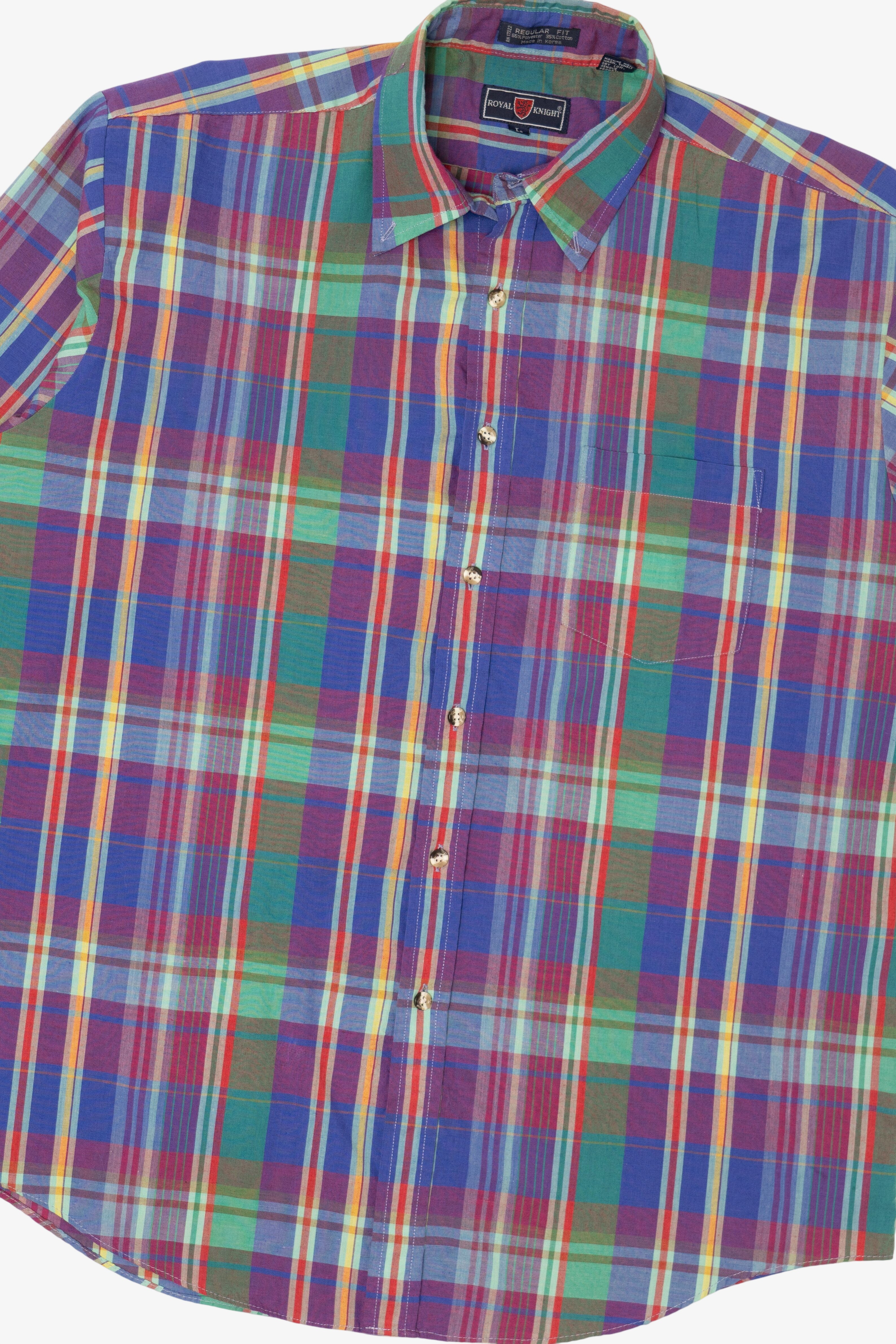 Vintage Royal Knight Colorful Plaid Button Up Shirt (1980s)