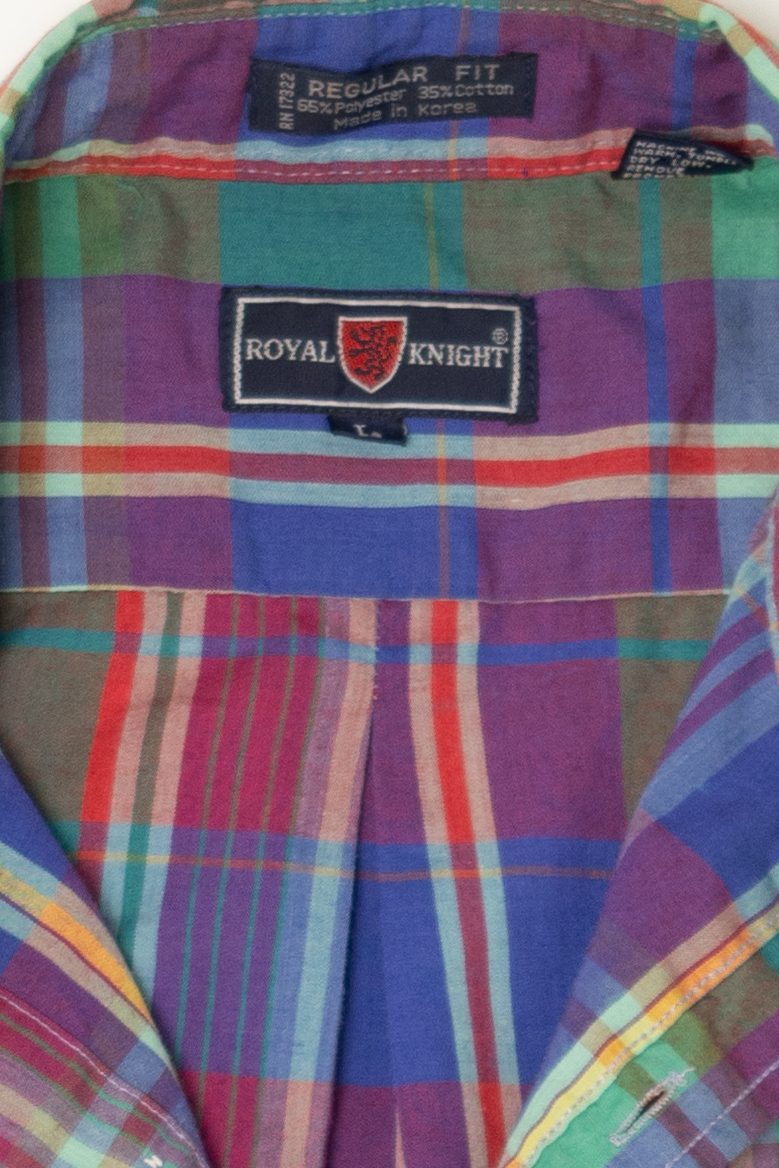 Vintage Royal Knight Colorful Plaid Button Up Shirt (1980s)