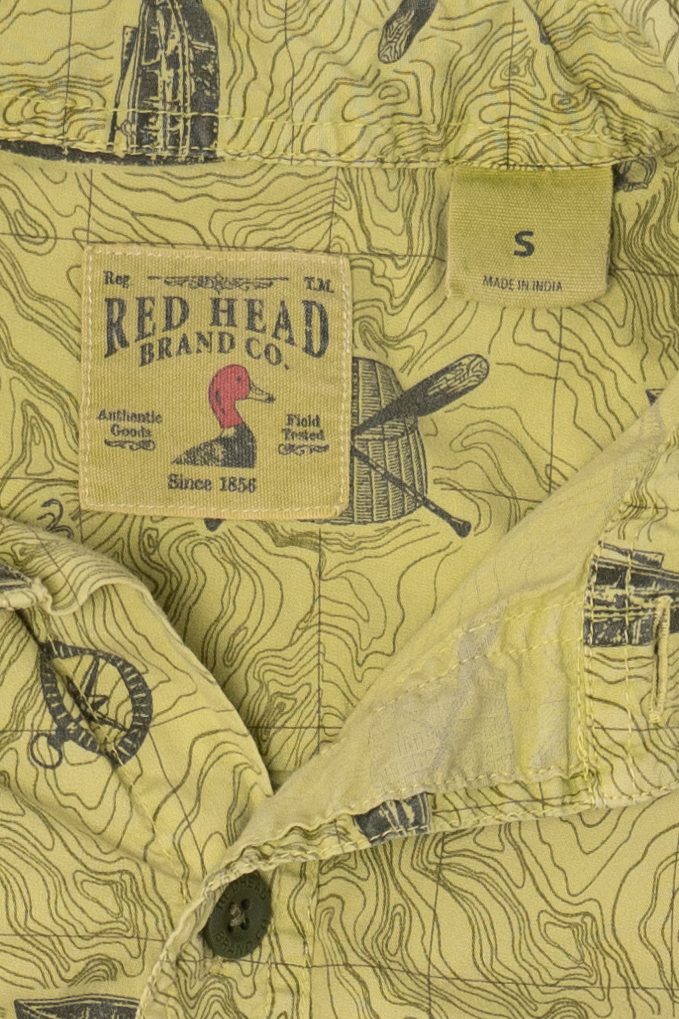 Light Green Outdoors Camping Pattern button Up Shirt (2010s)