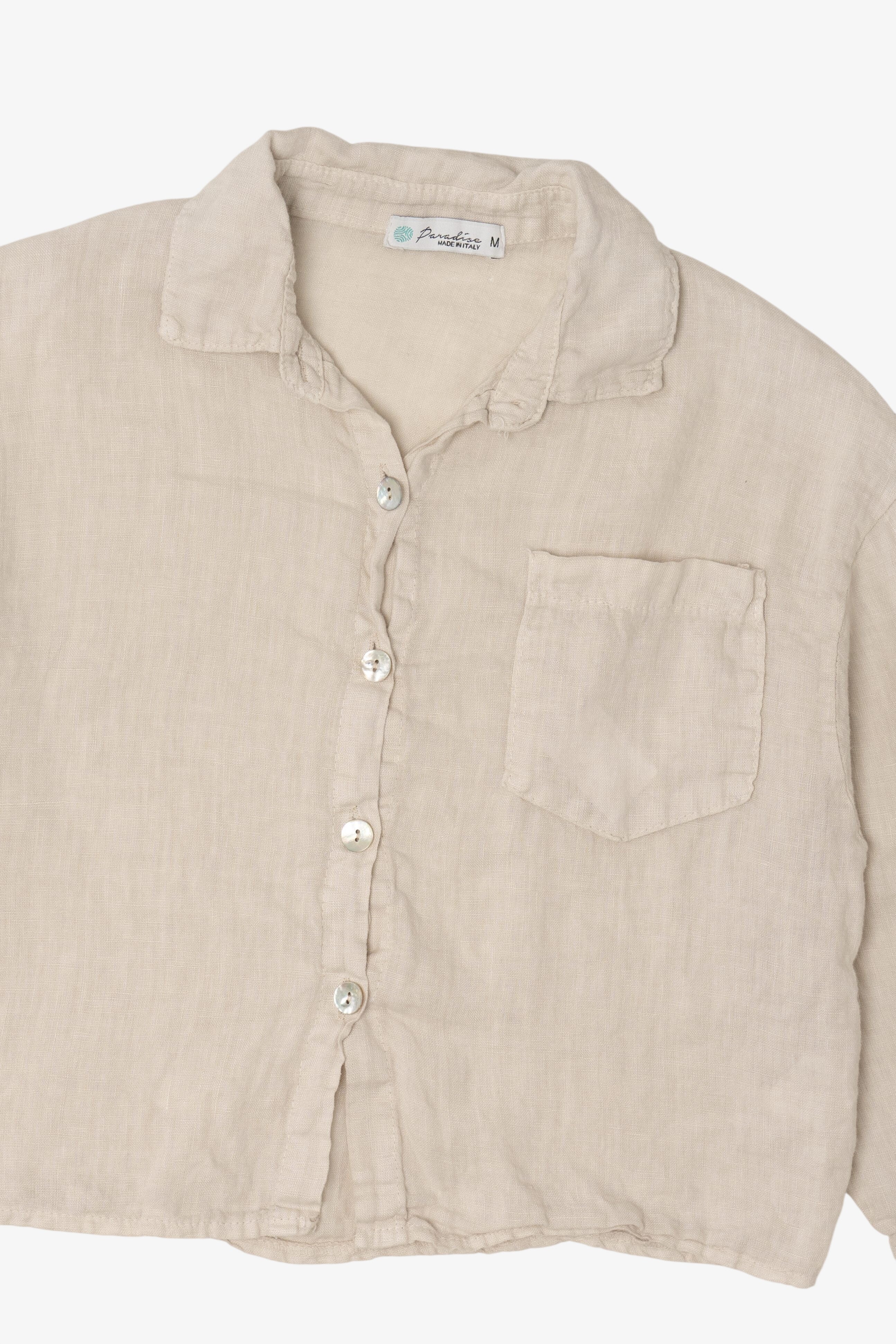 Vintage Paradise Linen Button Up Shirt (1990s)