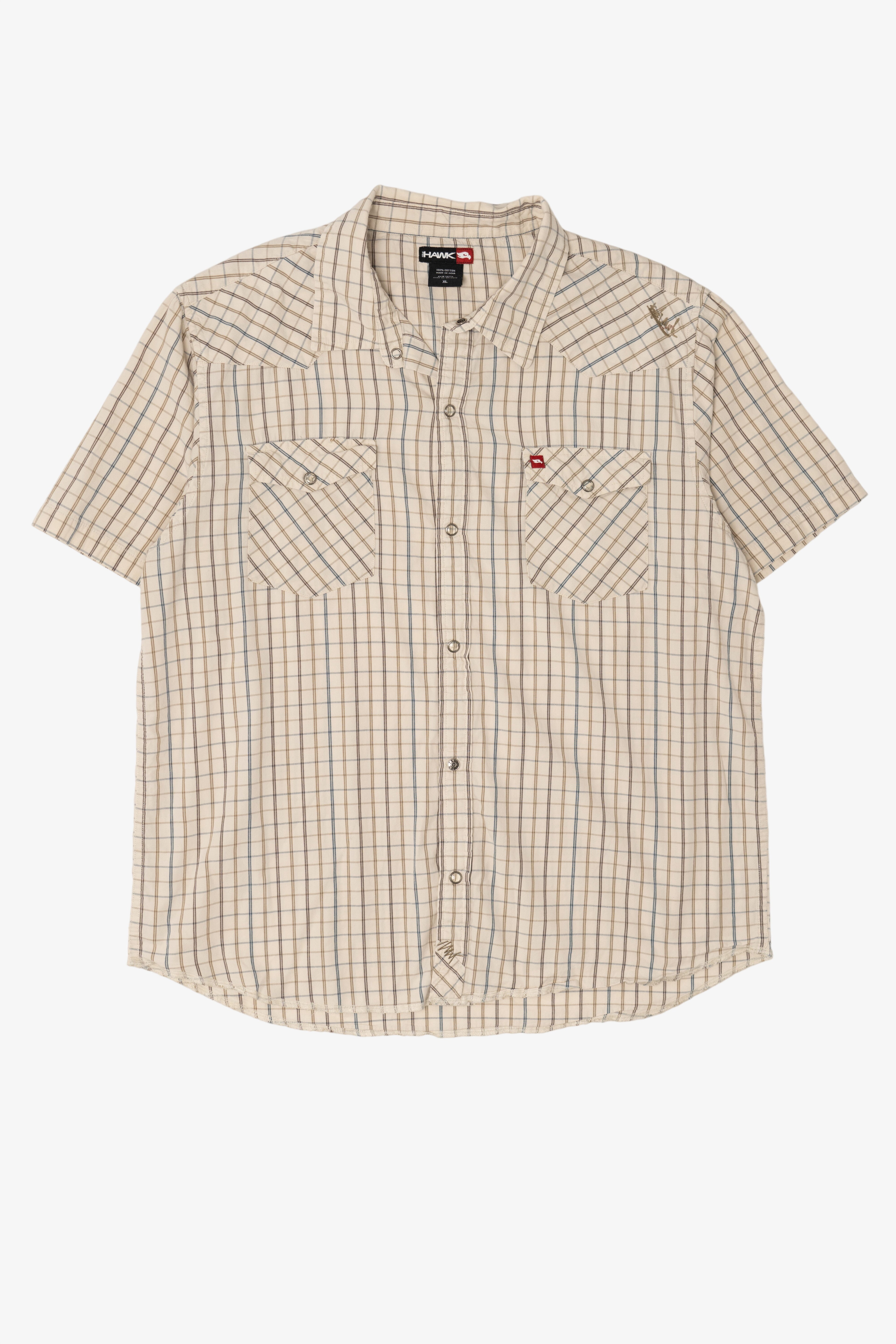 Beige Plaid Tony Hawk Button Up Shirt (2010s)