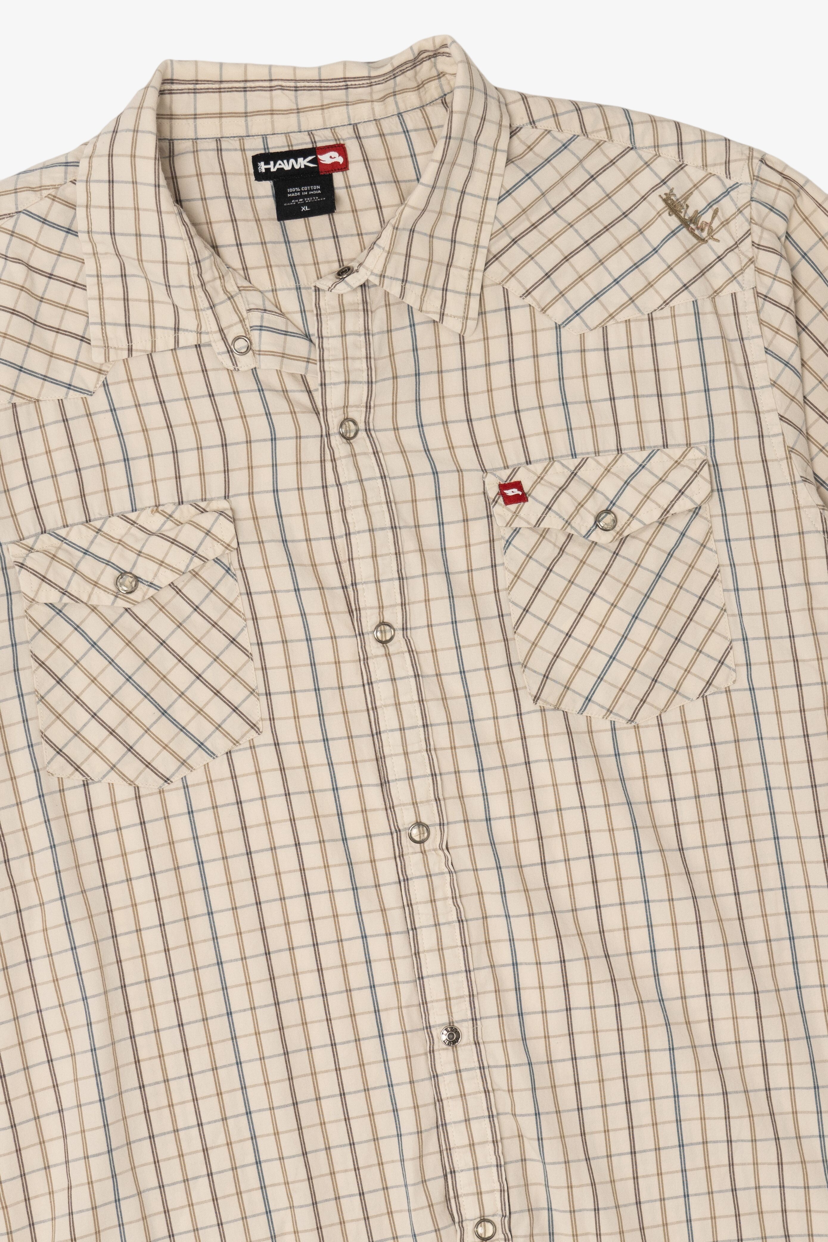 Beige Plaid Tony Hawk Button Up Shirt (2010s)