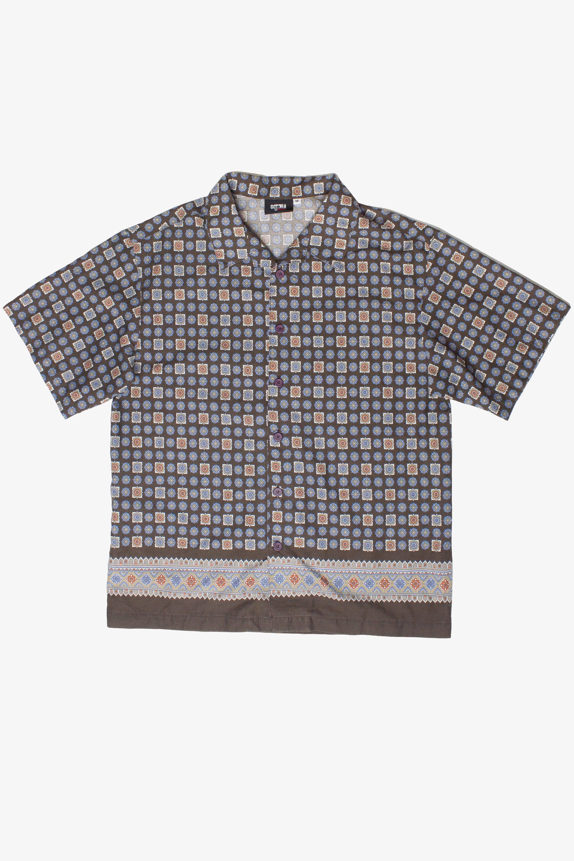 Vintage Lightweight Patterned Short Sleeve Gotcha Button Up Shirt