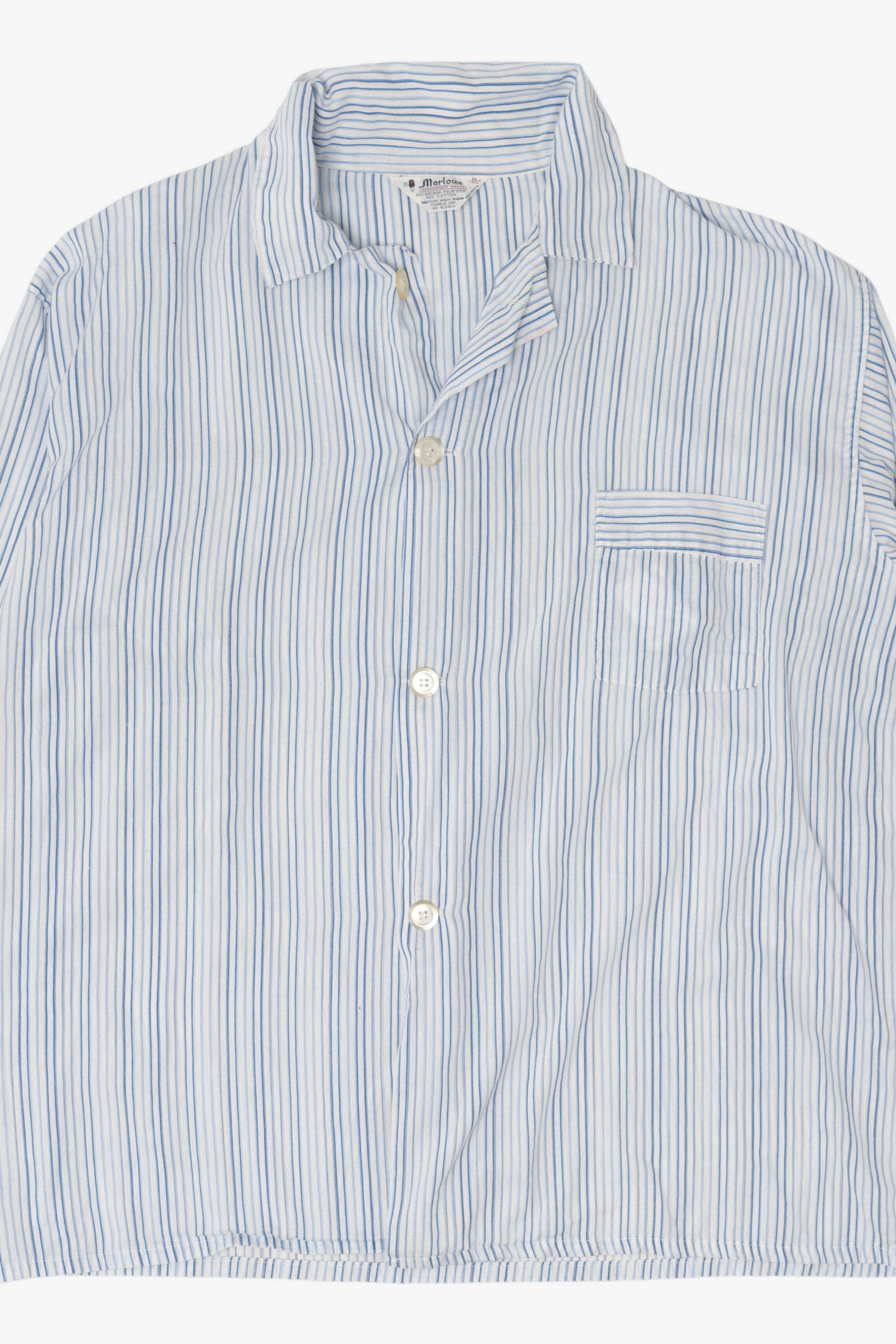 Vintage Light Blue Pinstriped Marlowe Permanent Press Button Up Shirt (1970s)