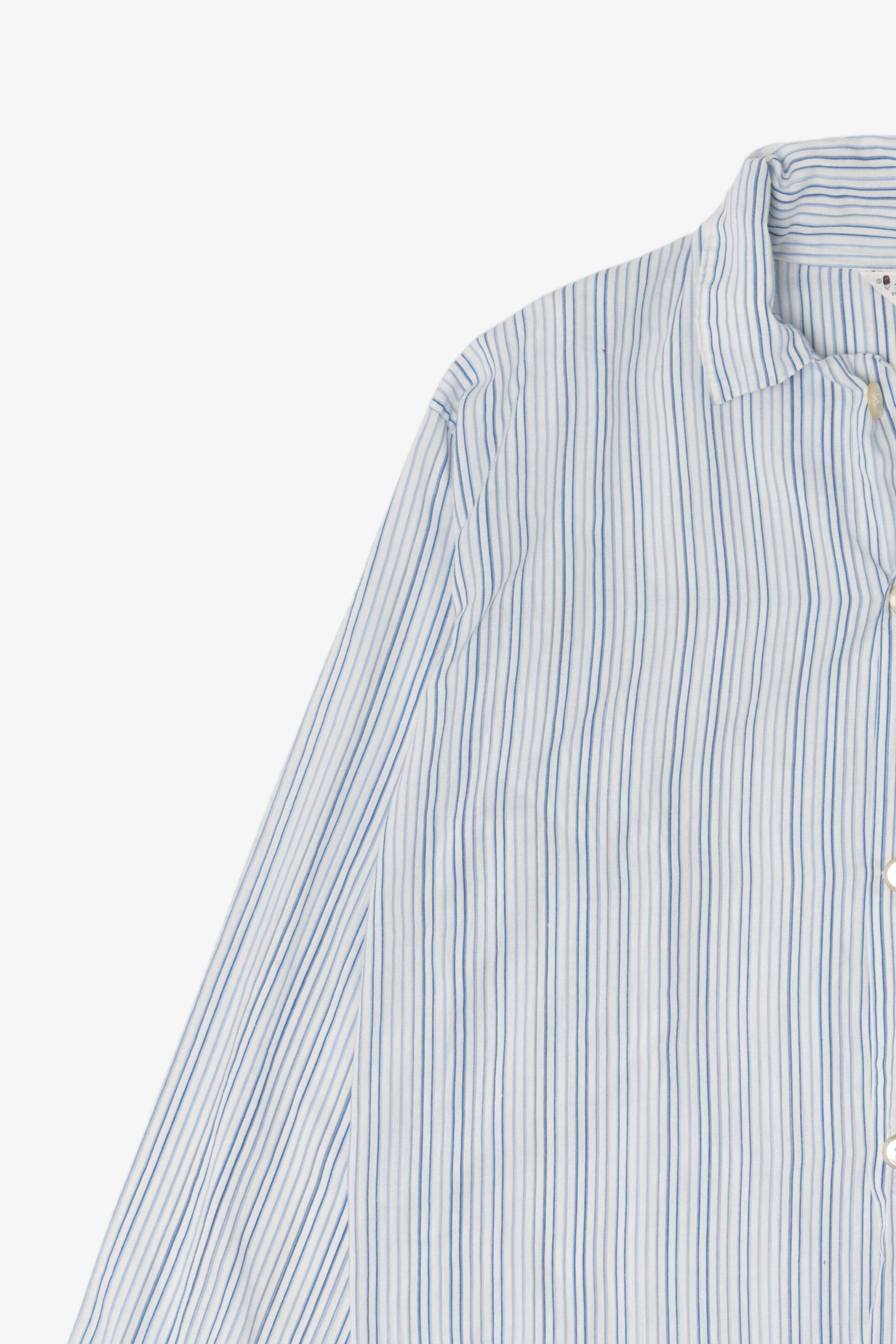 Vintage Light Blue Pinstriped Marlowe Permanent Press Button Up Shirt (1970s)