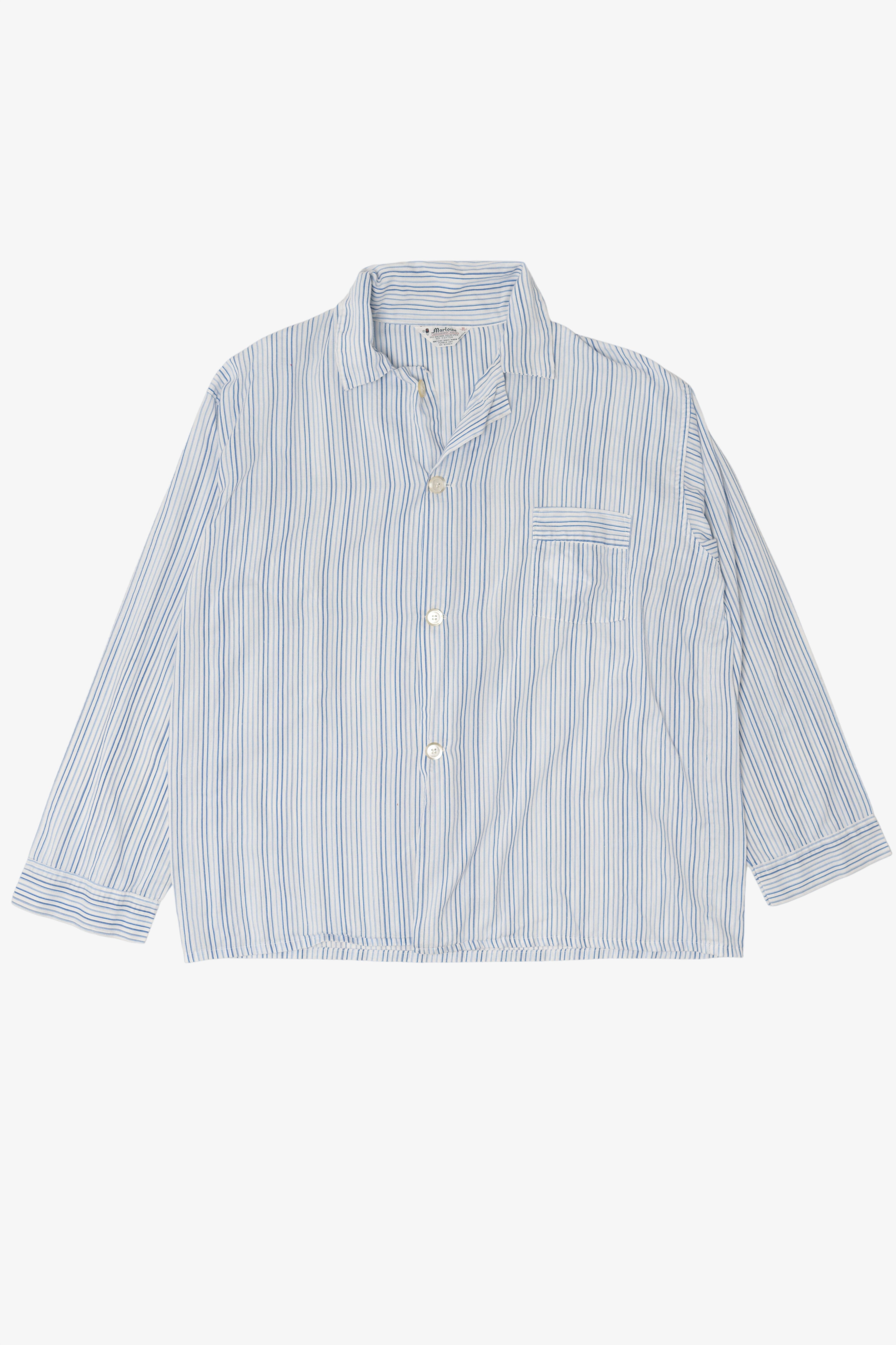 Vintage Light Blue Pinstriped Marlowe Permanent Press Button Up Shirt (1970s)