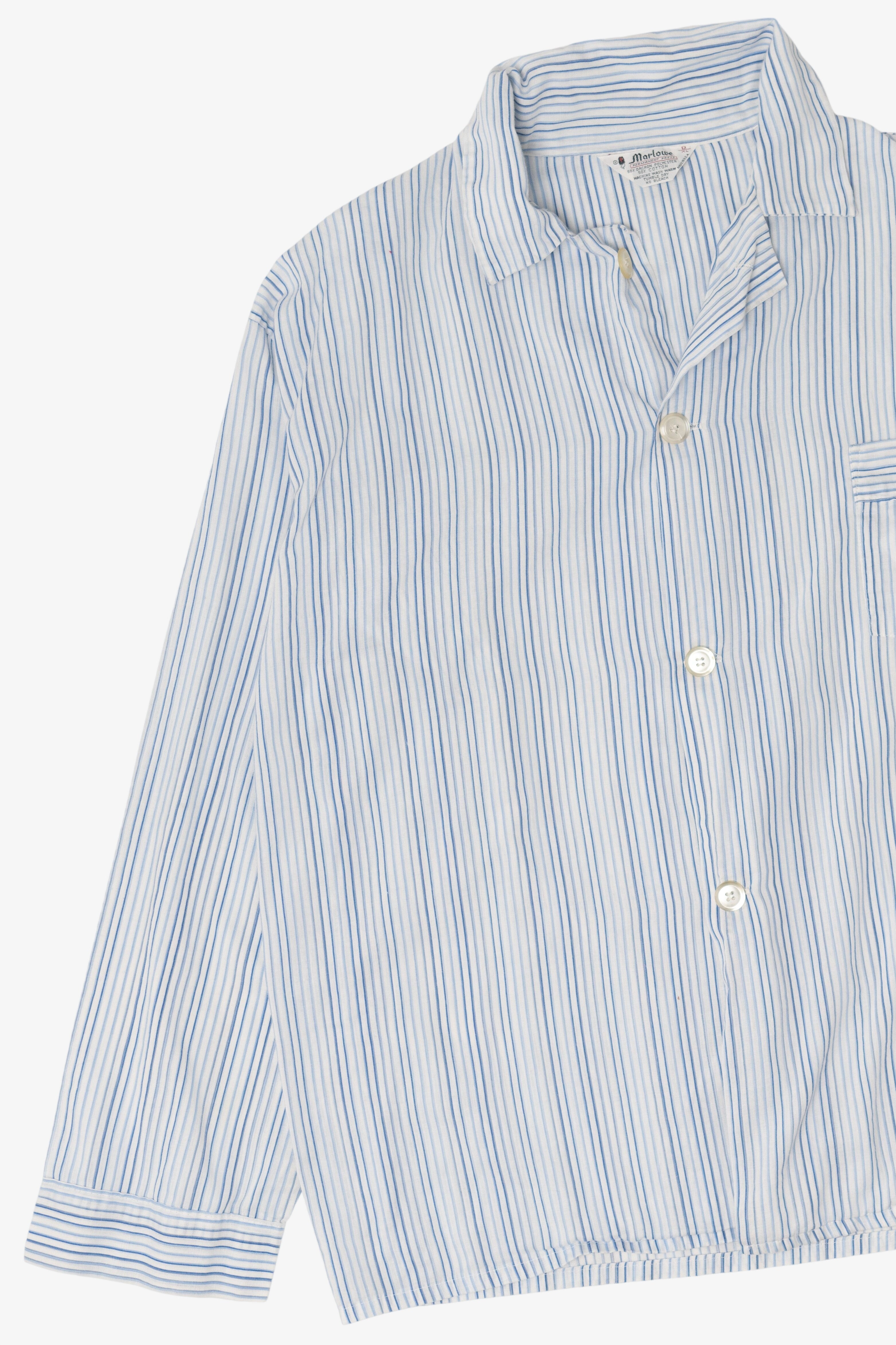 Vintage Light Blue Pinstriped Marlowe Permanent Press Button Up Shirt (1970s)