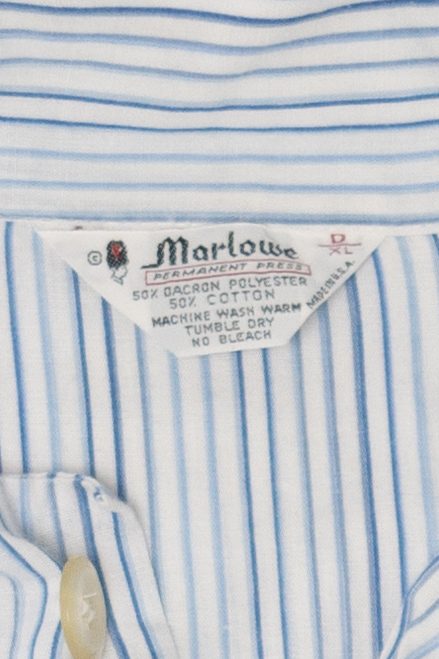 Vintage Light Blue Pinstriped Marlowe Permanent Press Button Up Shirt (1970s)