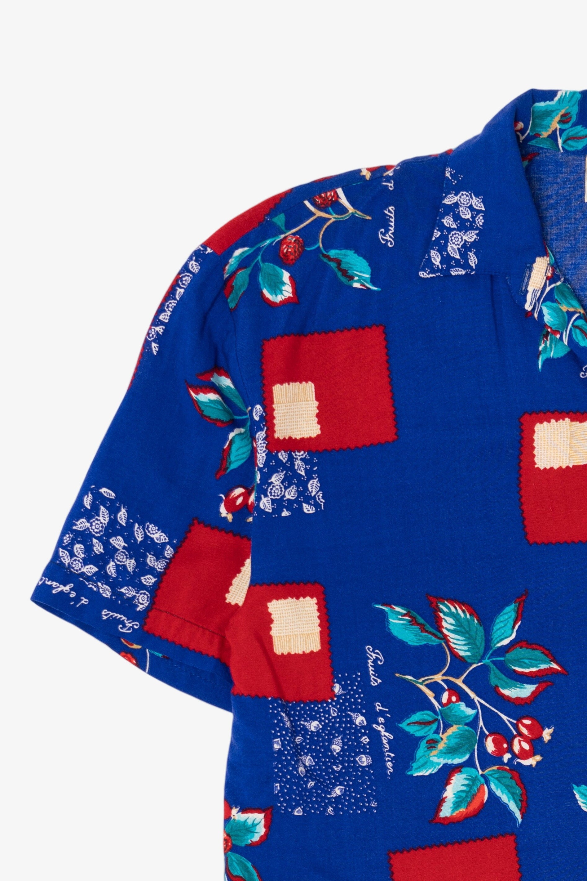 Vintage Blue Floral And Red Squares Pattern Kathie Lee Button Up Shirt (1990s)