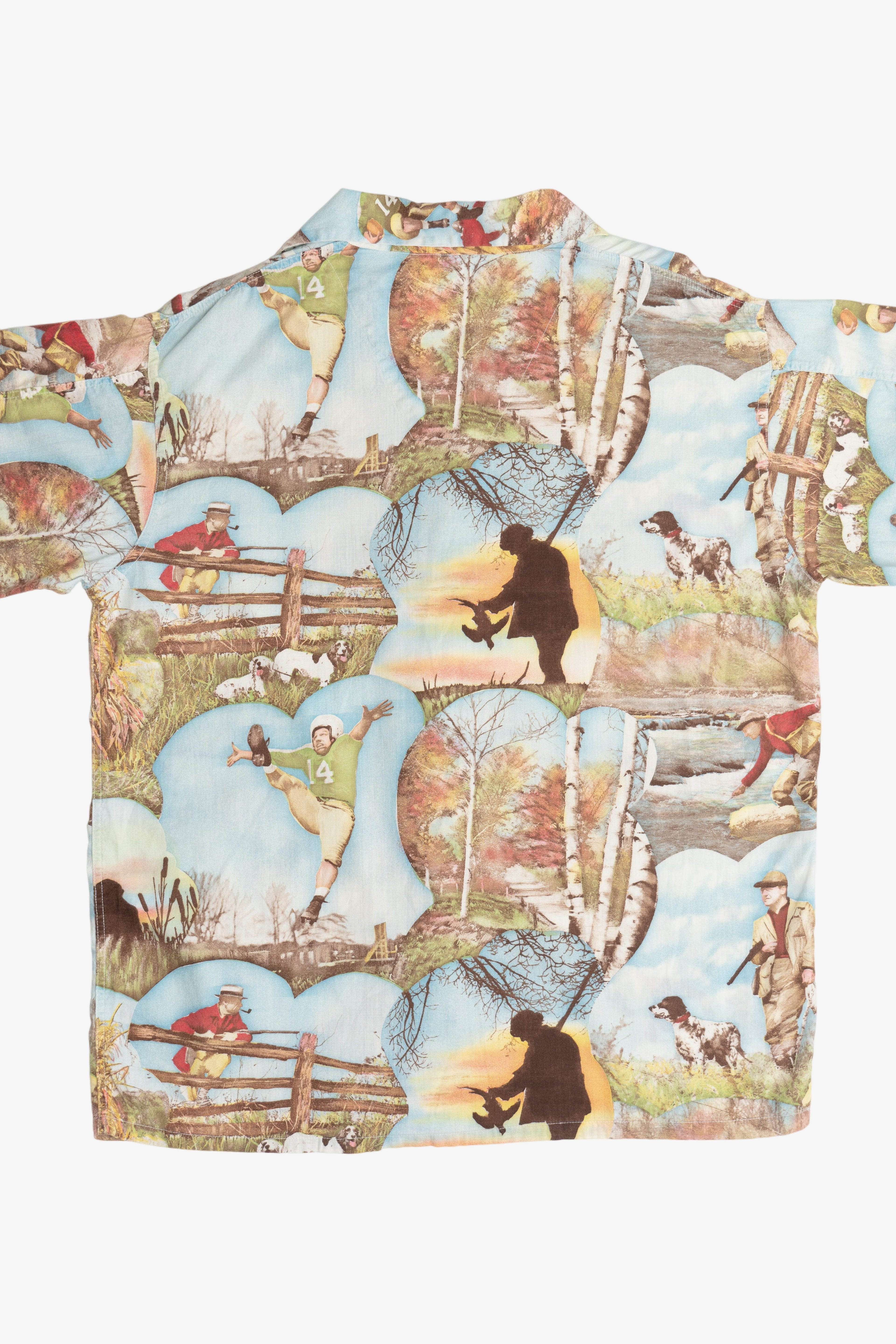 Rare Vintage Brent Football And Hunting Collage Sanforized Button Up Shirt 40s/50s