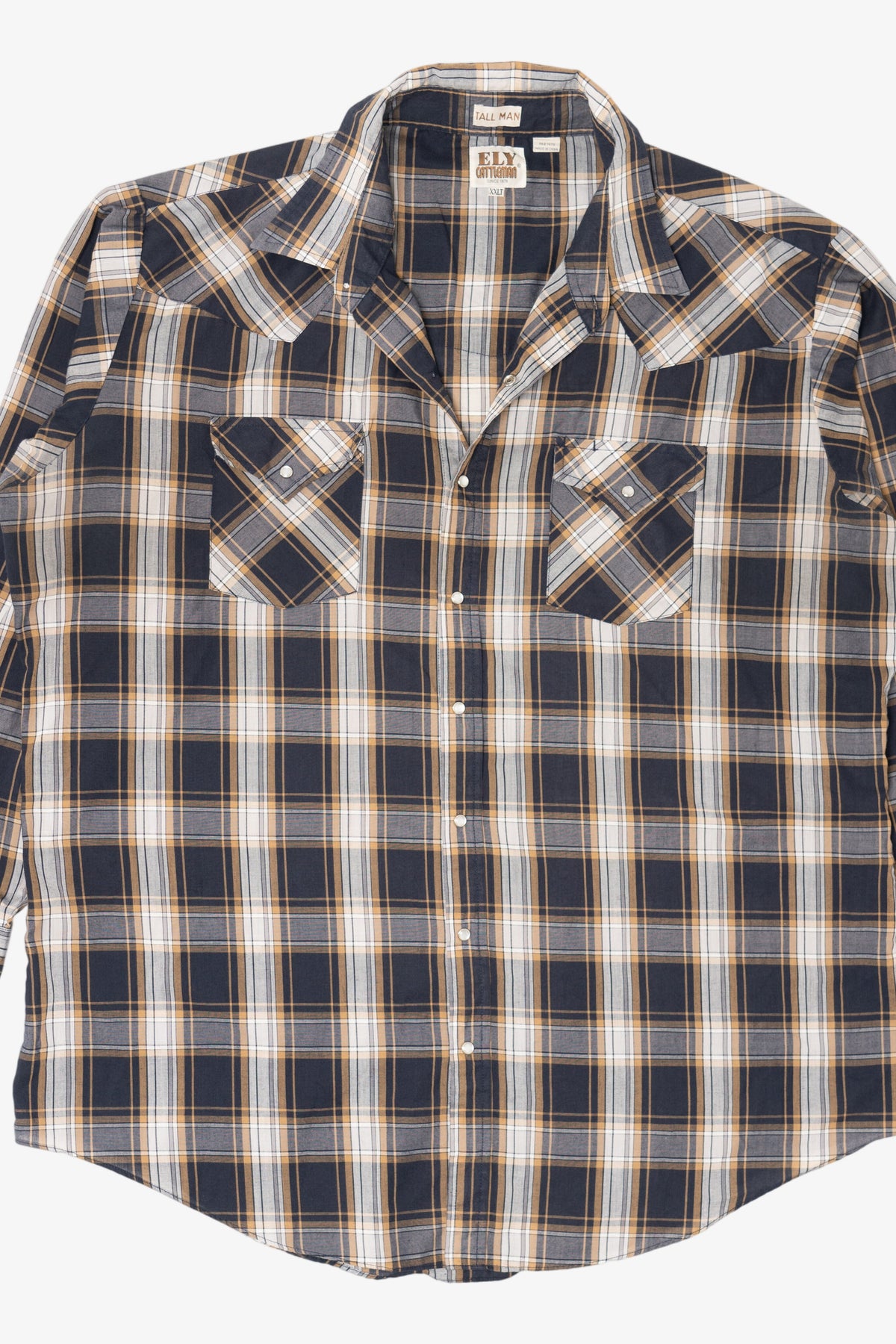 Vintage Ely Cattleman Tall Man Plaid Button Up Shirt (1990s)
