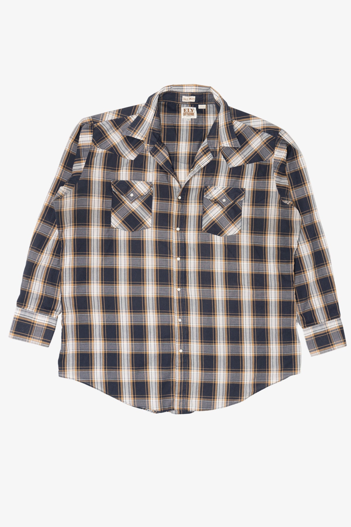 Vintage Ely Cattleman Tall Man Plaid Button Up Shirt (1990s)