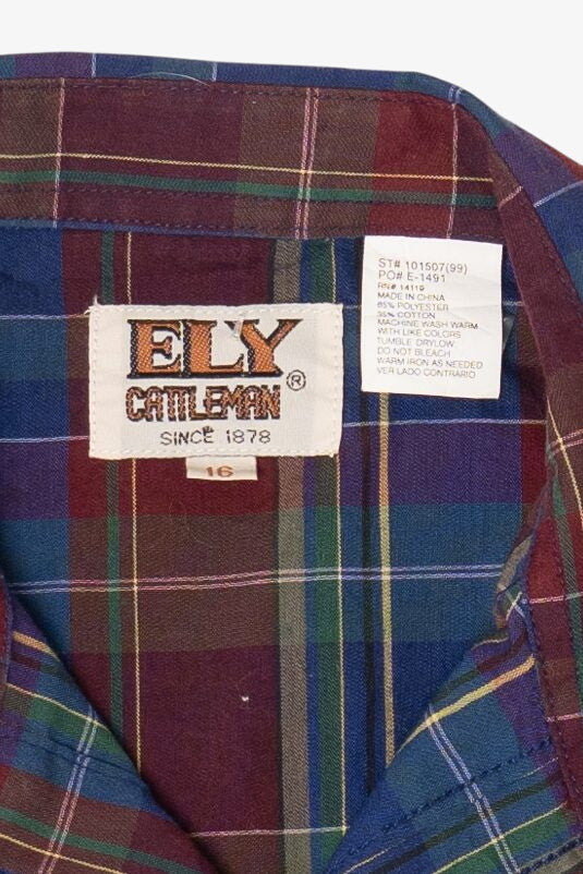 Vintage Plaid Ely Cattleman Button Up Shirt (1970s)