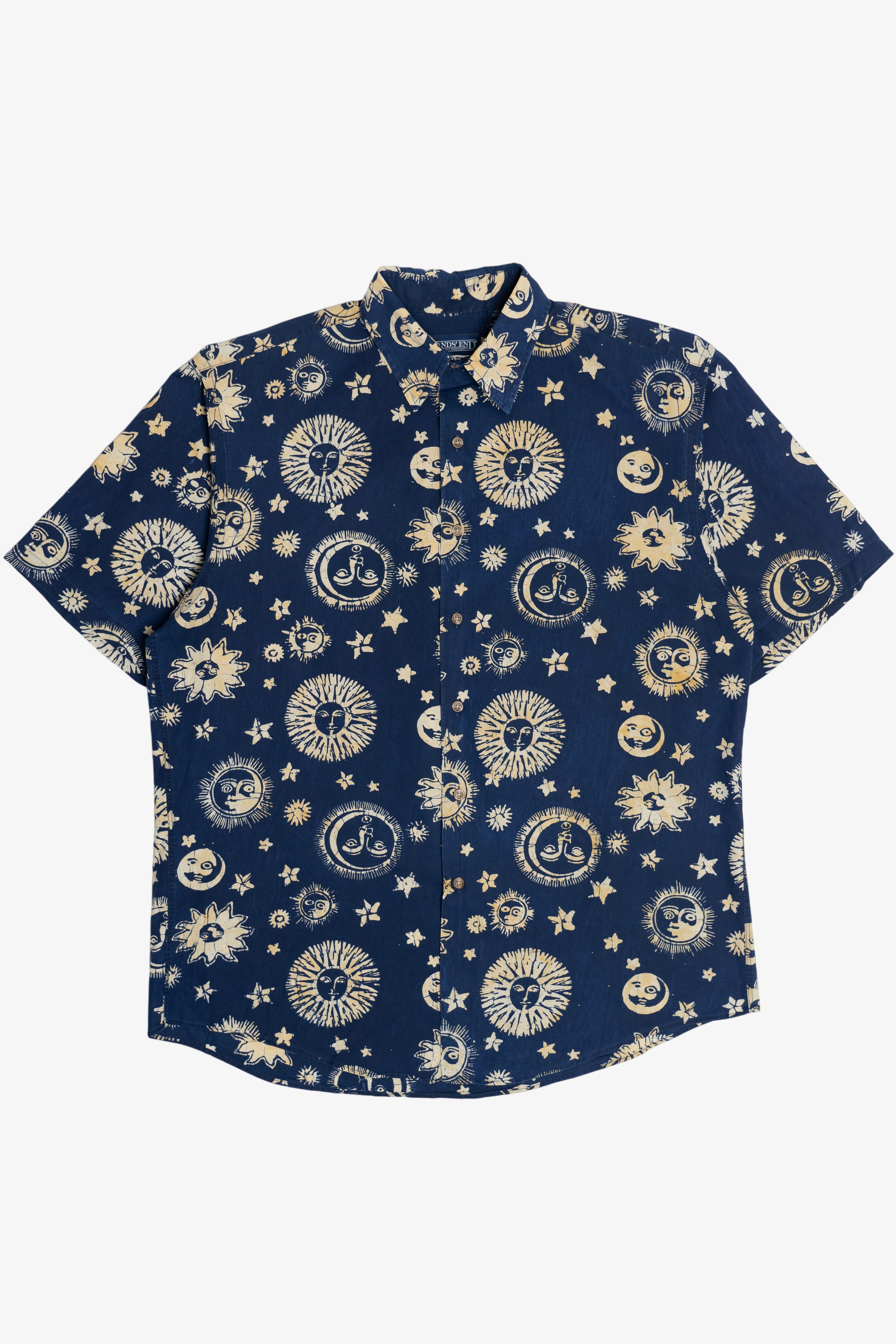 Vintage Celestial Sun & Moon Lands' End Button Up Shirt (1990s)