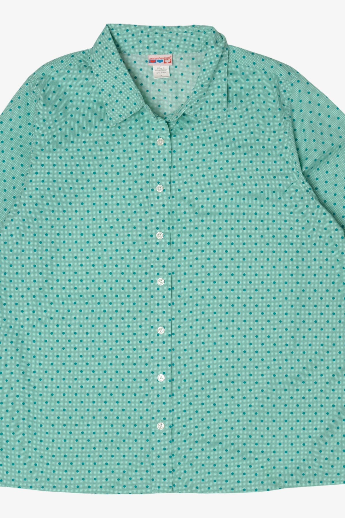 Vintage Teal Dotted Button Up Shirt (1990s)