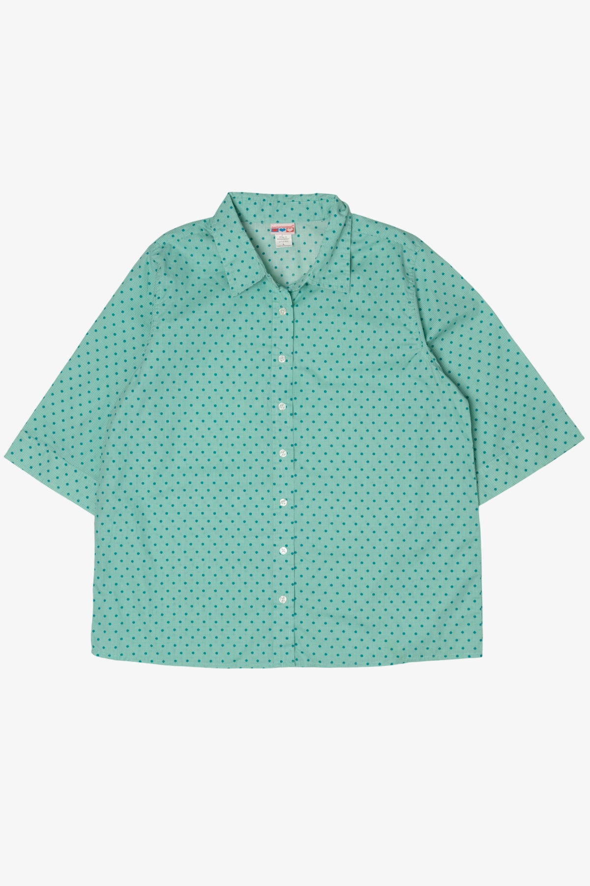 Vintage Teal Dotted Button Up Shirt (1990s)