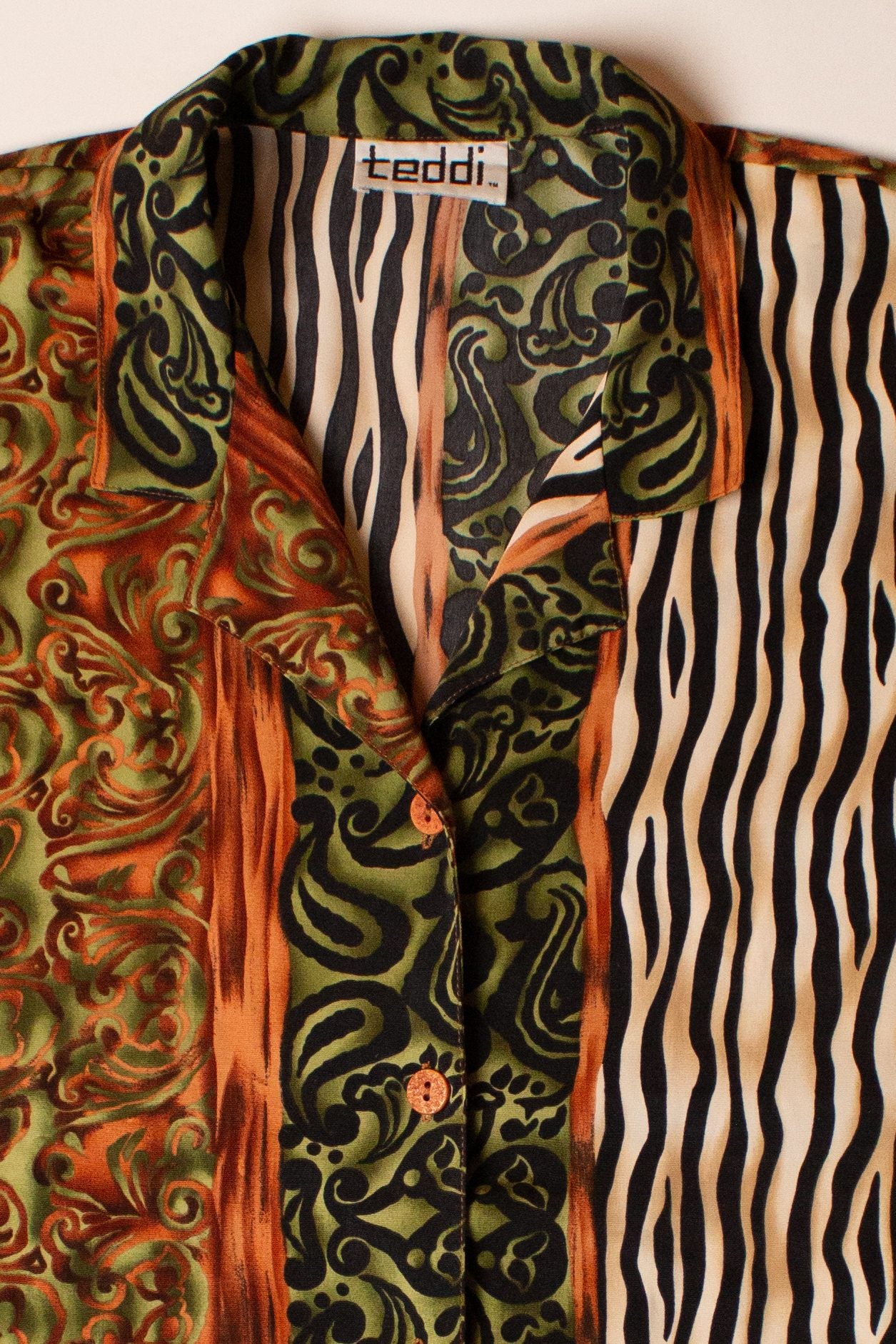 Vintage Zebra Florals Button Up Shirt (1990s)