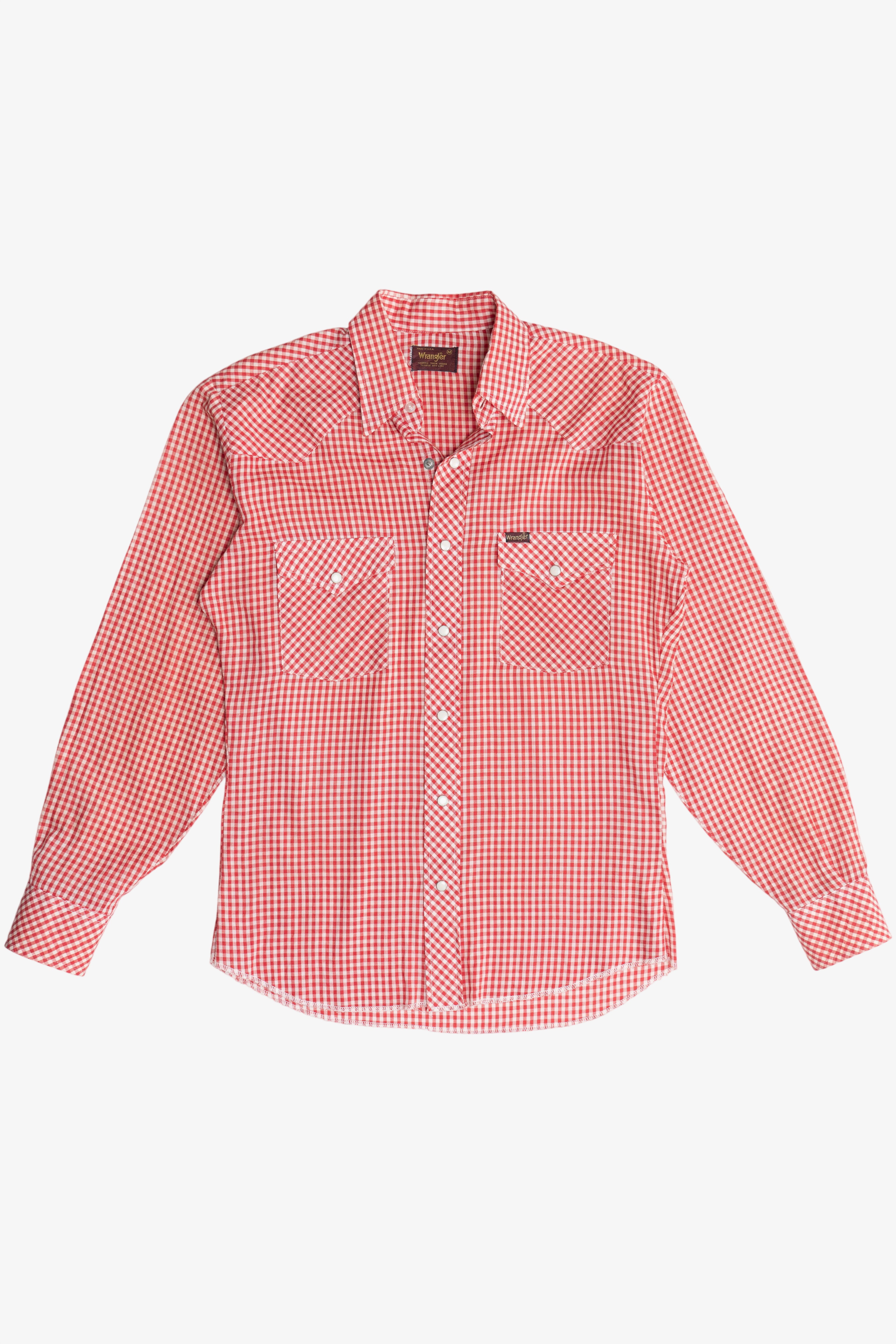 Vintage Wrangler Gingham Western Pearl Snap Button Up Shirt (1980s)