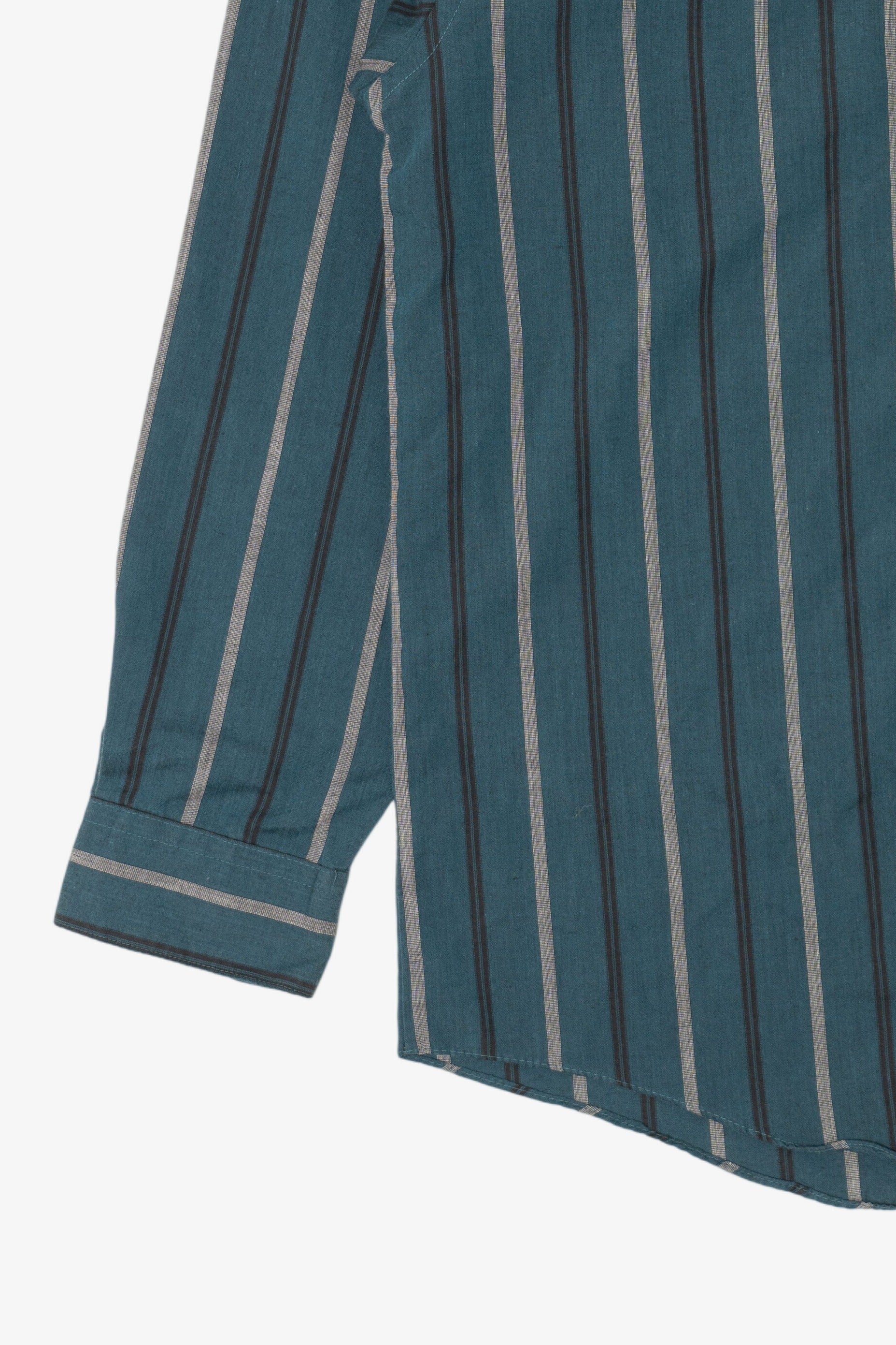 Vintage Striped Teal Impact Single Needle Tailored Button Up Shirt (1990s)