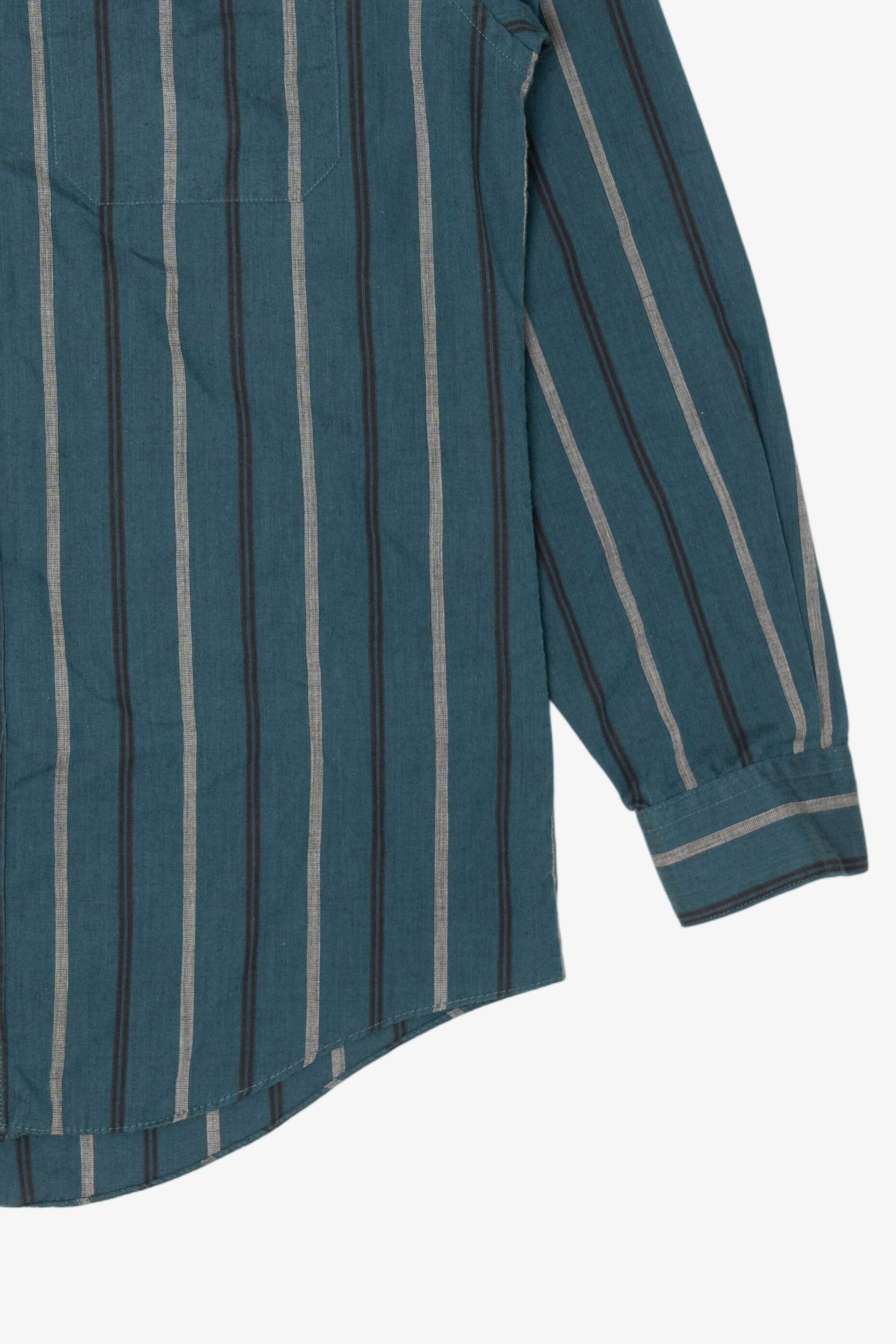 Vintage Striped Teal Impact Single Needle Tailored Button Up Shirt (1990s)