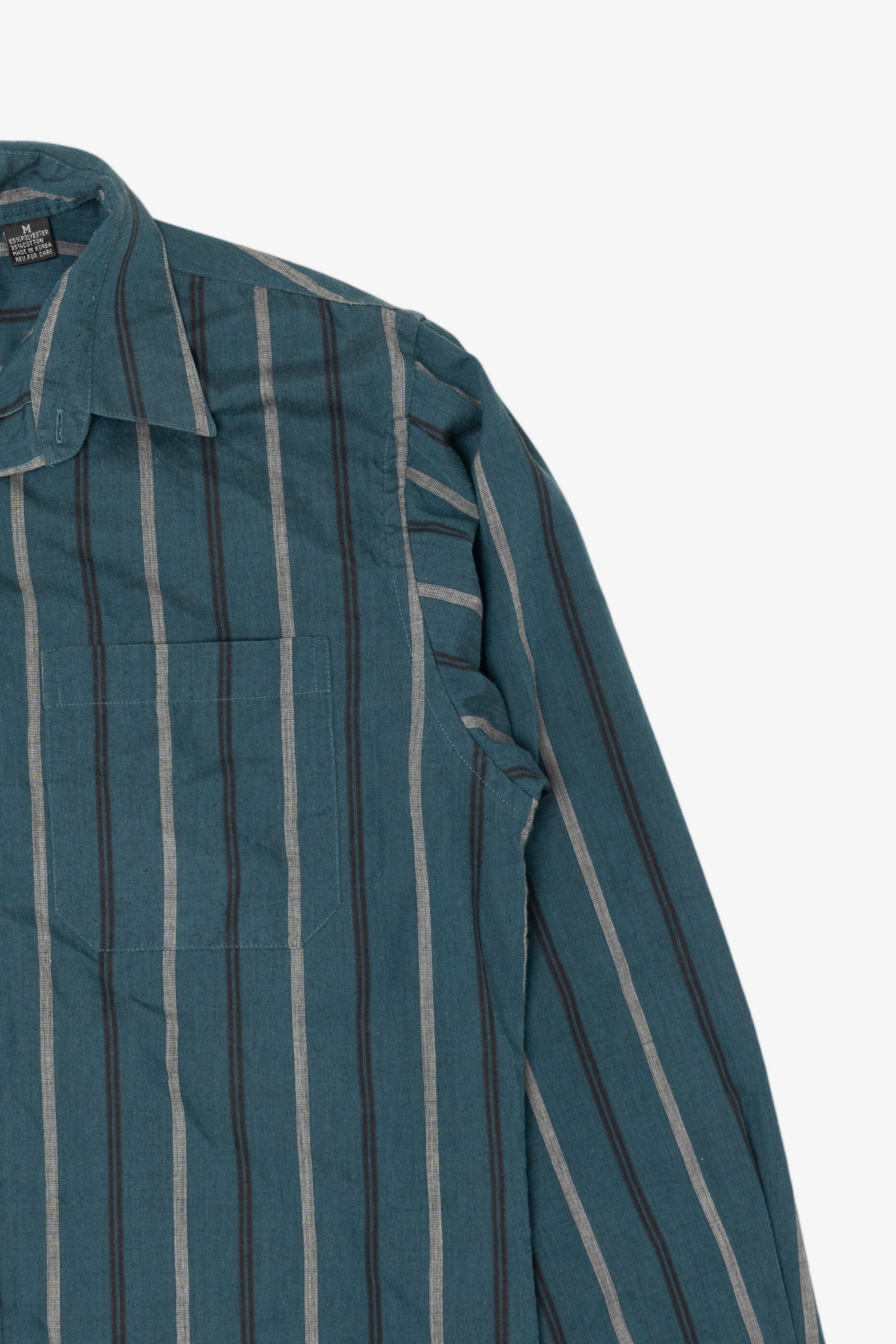 Vintage Striped Teal Impact Single Needle Tailored Button Up Shirt (1990s)