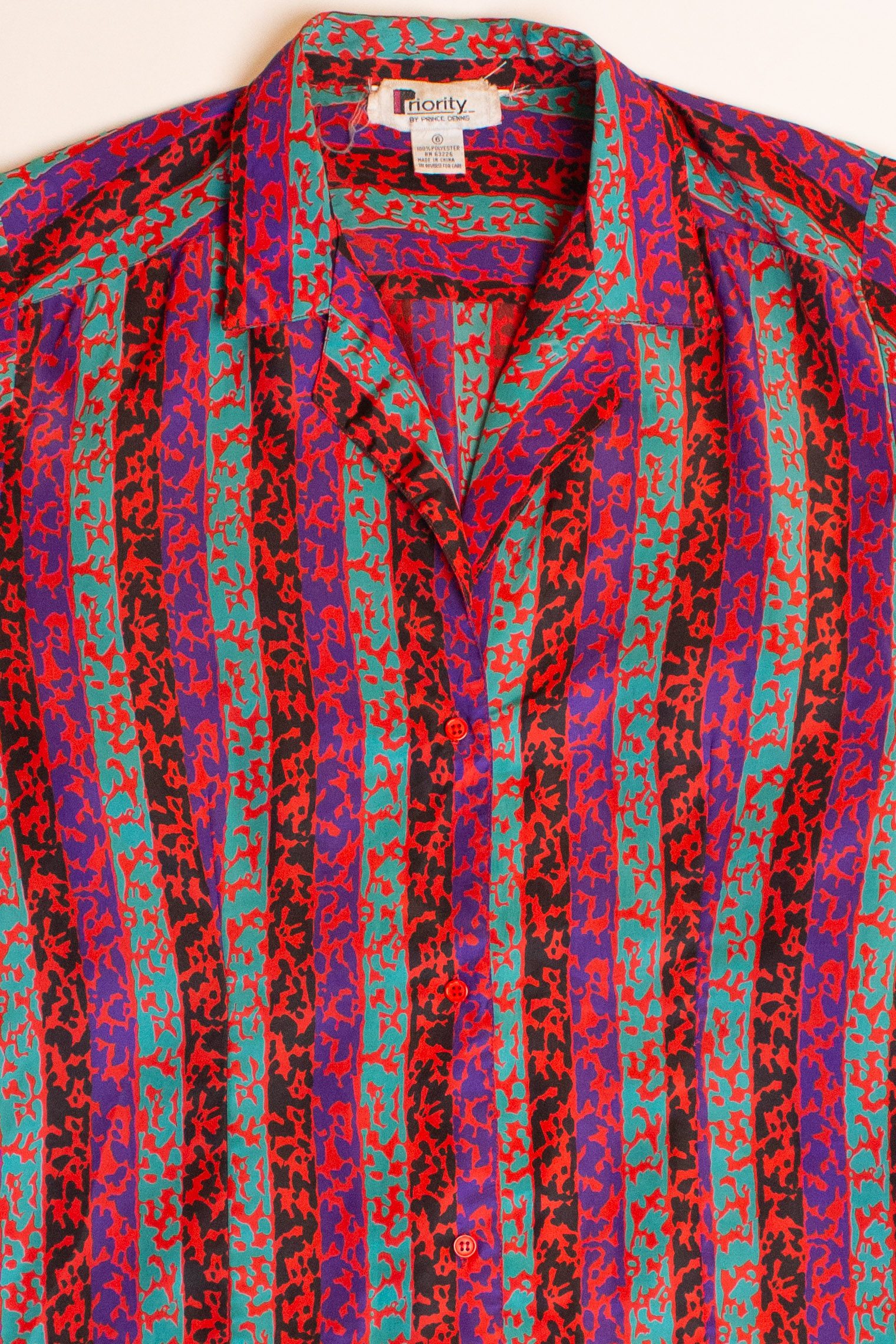 Vintage Red Splotch Stripe Button Up Shirt (1980s)