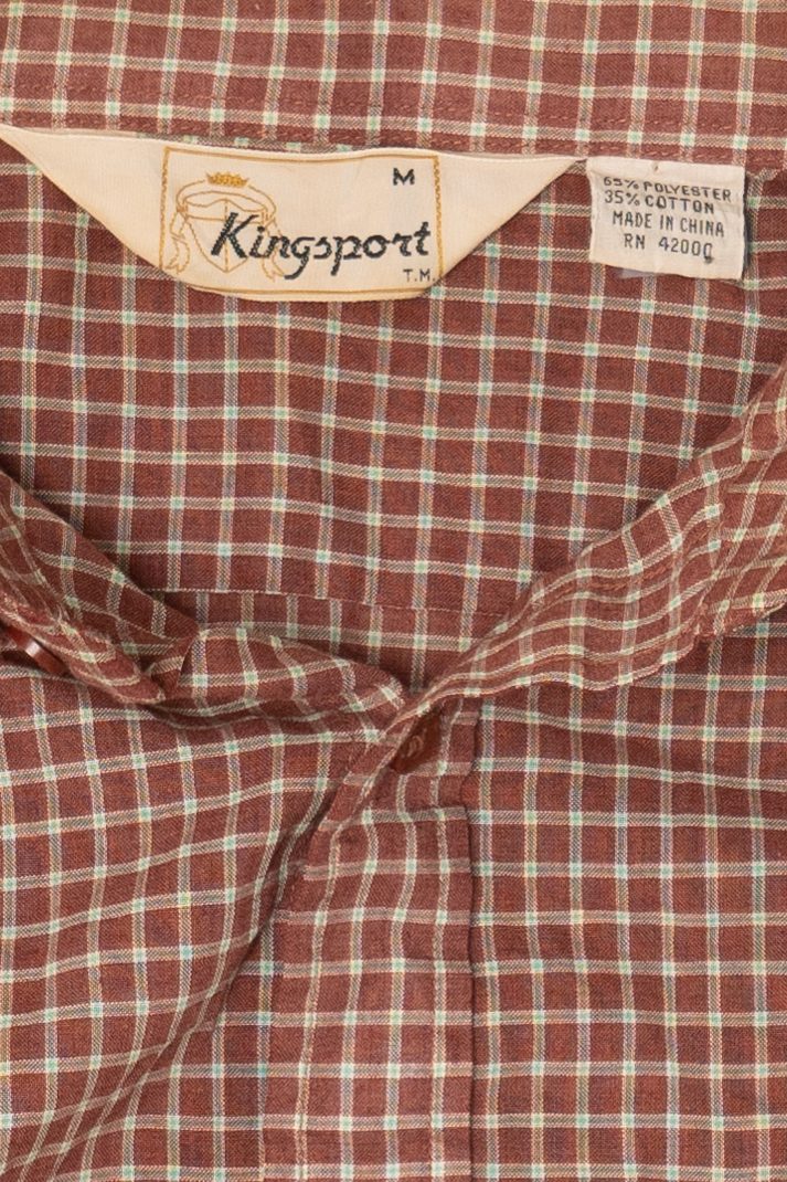 Vintage Rust Plaid Kingsport Button Up Shirt (1970s)
