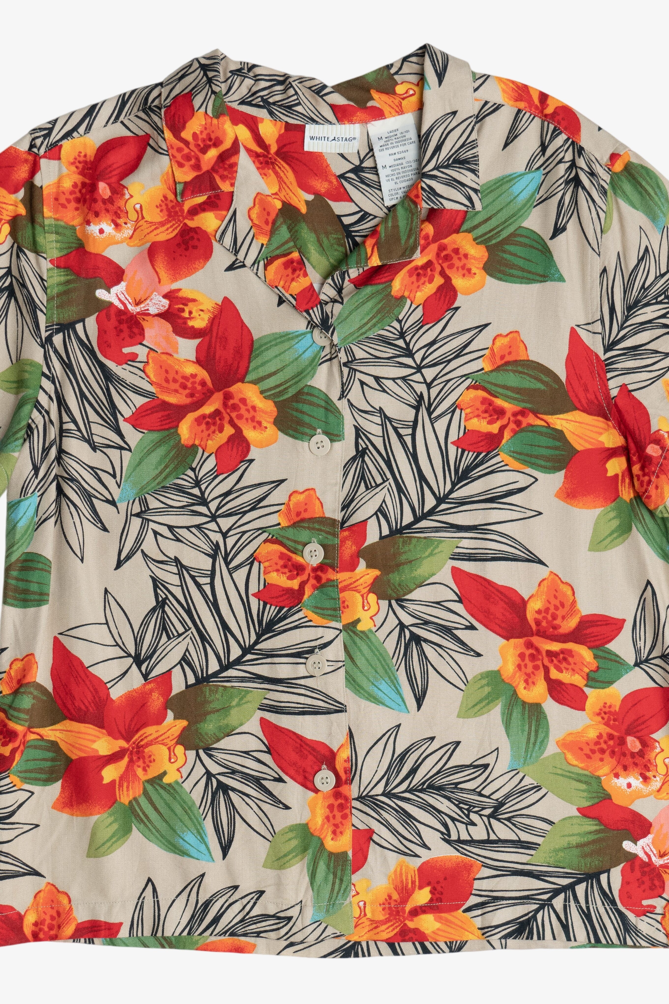 Vintage White Stag Hibiscus Hawaiian Button Up (1990s)