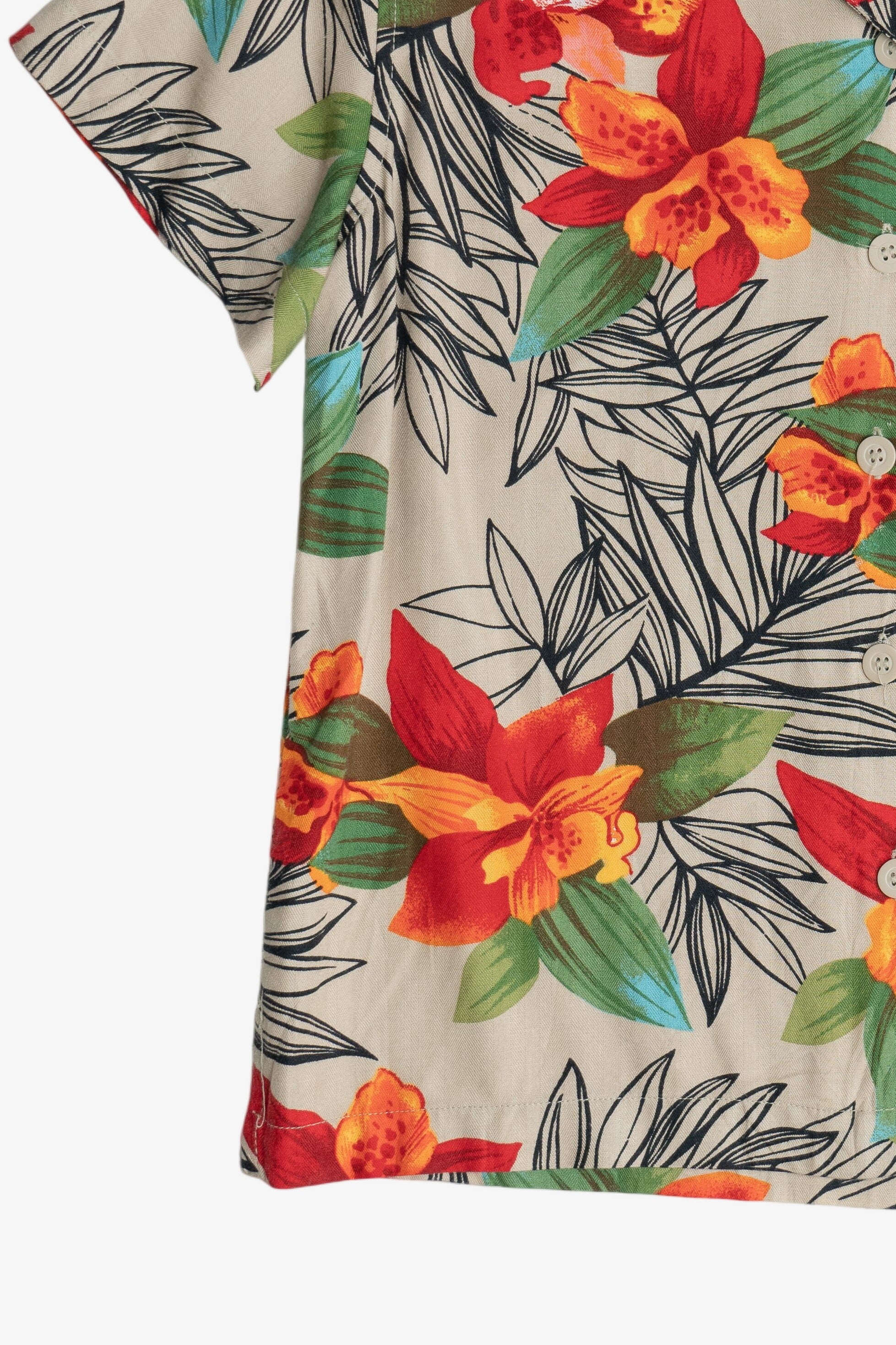 Vintage White Stag Hibiscus Hawaiian Button Up (1990s)