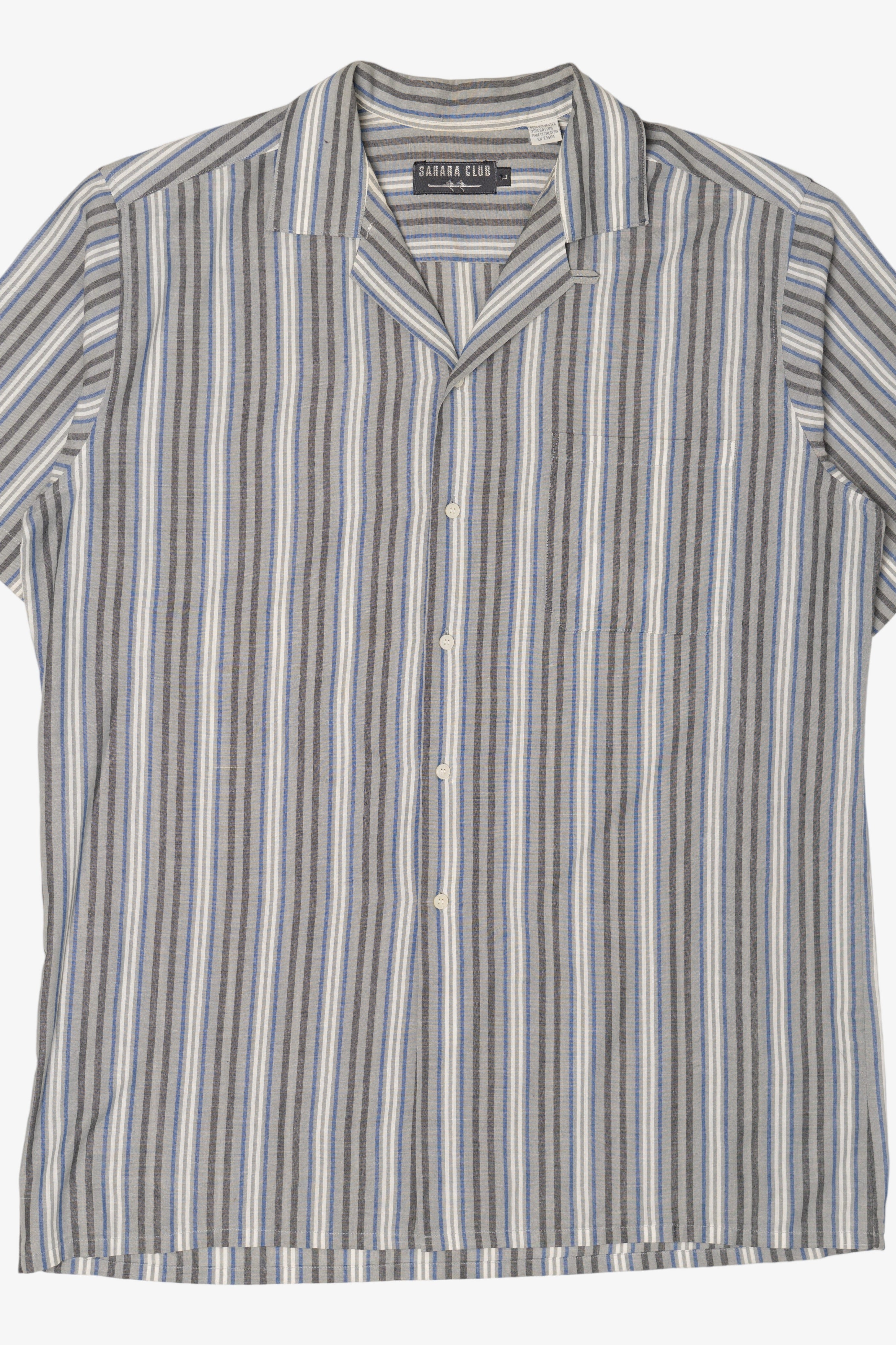 Vintage Light Gray Striped Sahara Club Button Up Shirt (1980s)