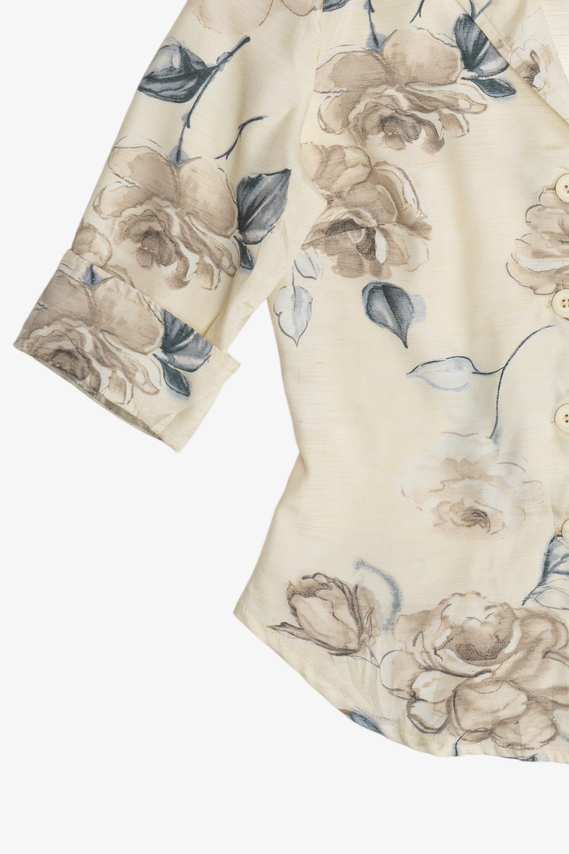 Vintage La Belle 3/4 Sleeve Silky Button Up Shirt (1990s)