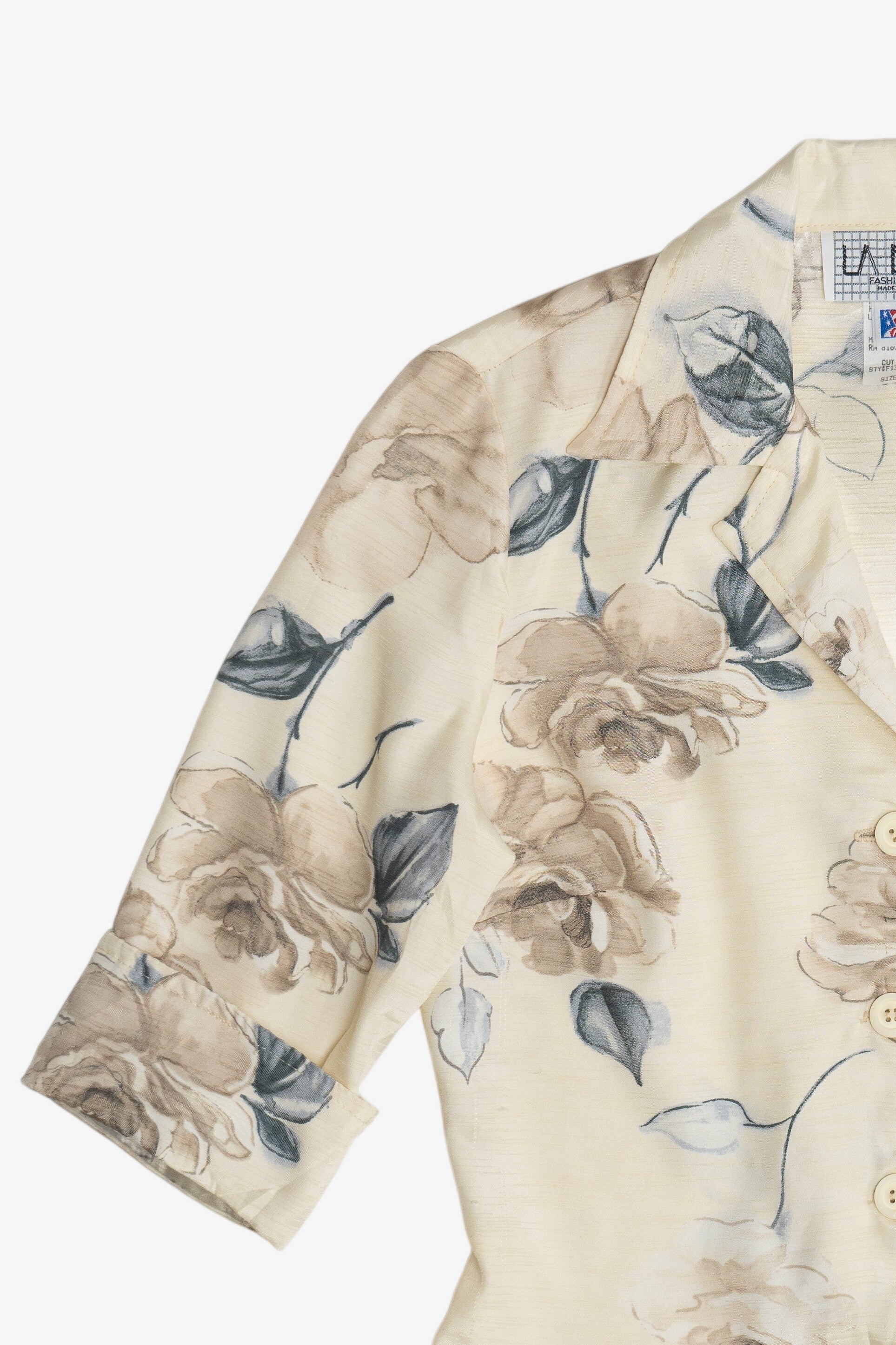 Vintage La Belle 3/4 Sleeve Silky Button Up Shirt (1990s)