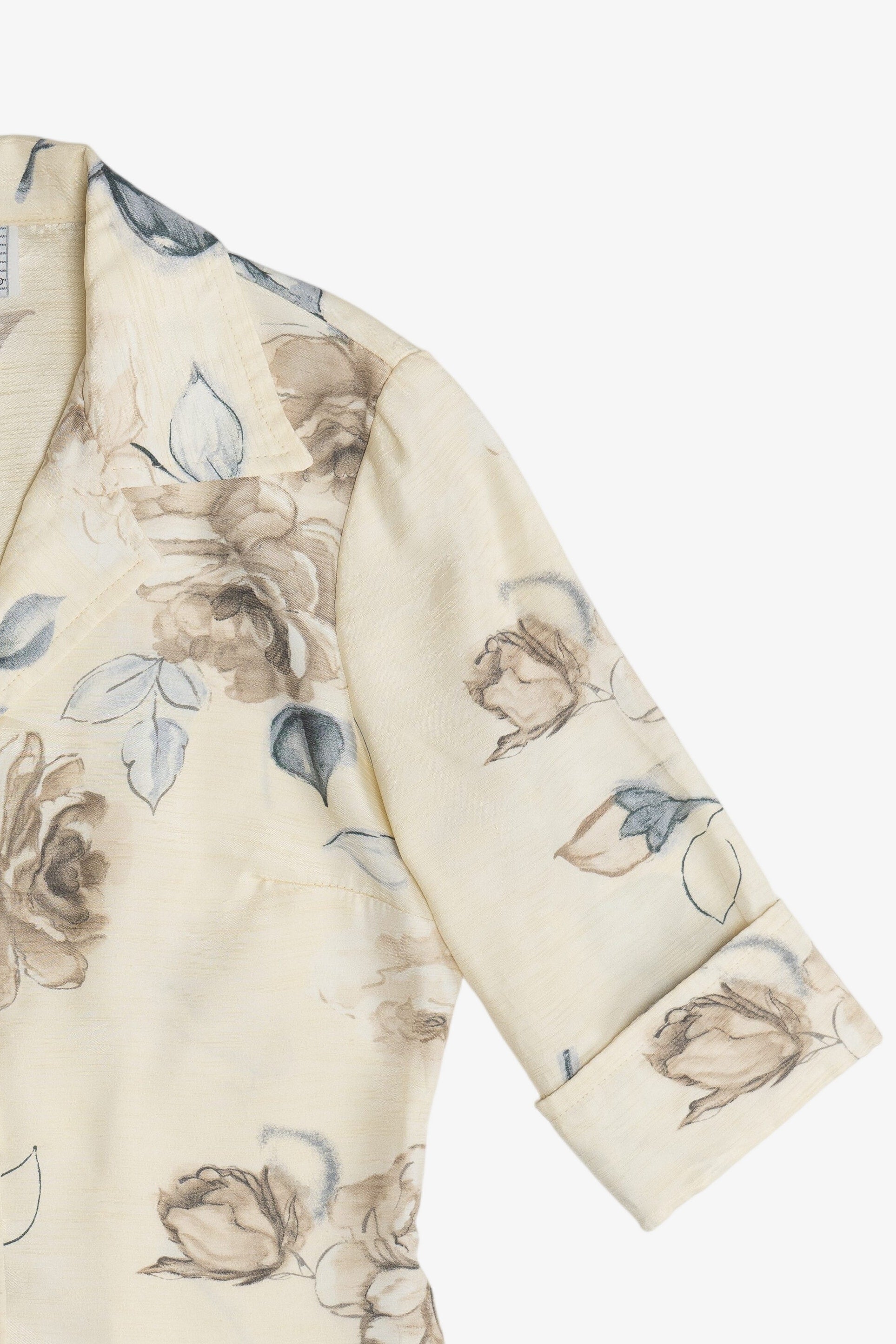 Vintage La Belle 3/4 Sleeve Silky Button Up Shirt (1990s)