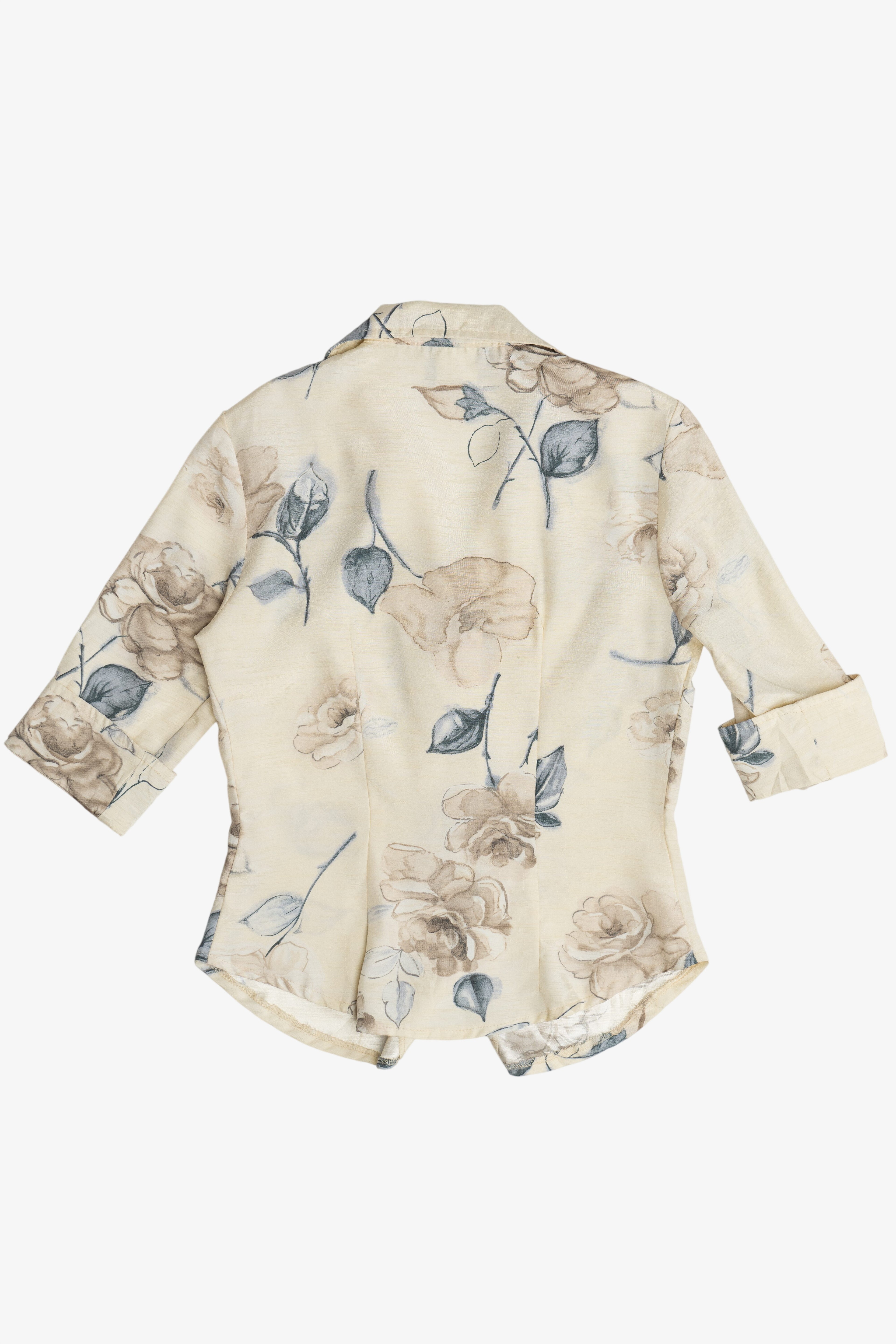 Vintage La Belle 3/4 Sleeve Silky Button Up Shirt (1990s)