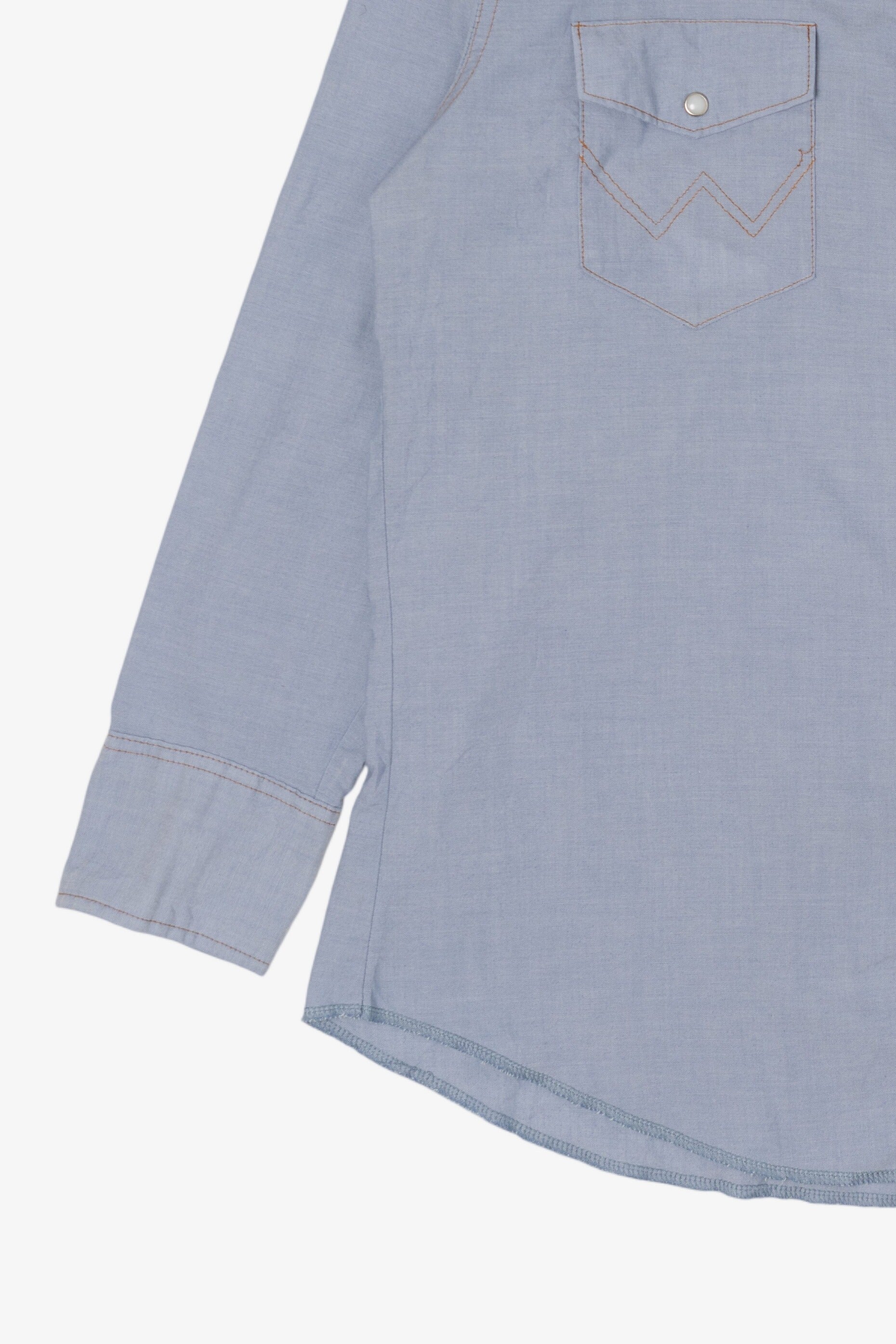 Vintage Light Blue Wrangler Cowboy Cut Snap Button Shirt (1990s)