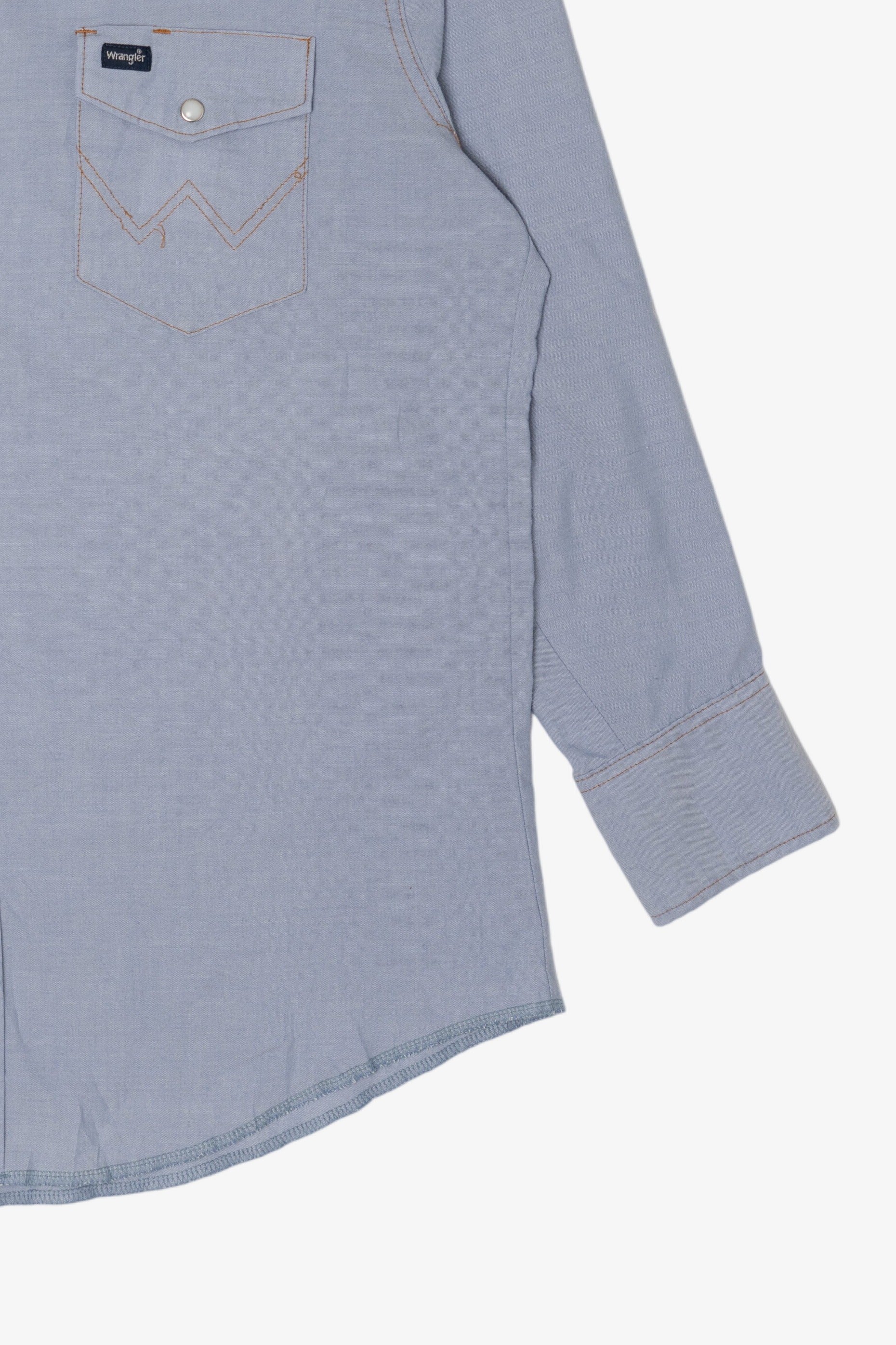 Vintage Light Blue Wrangler Cowboy Cut Snap Button Shirt (1990s)