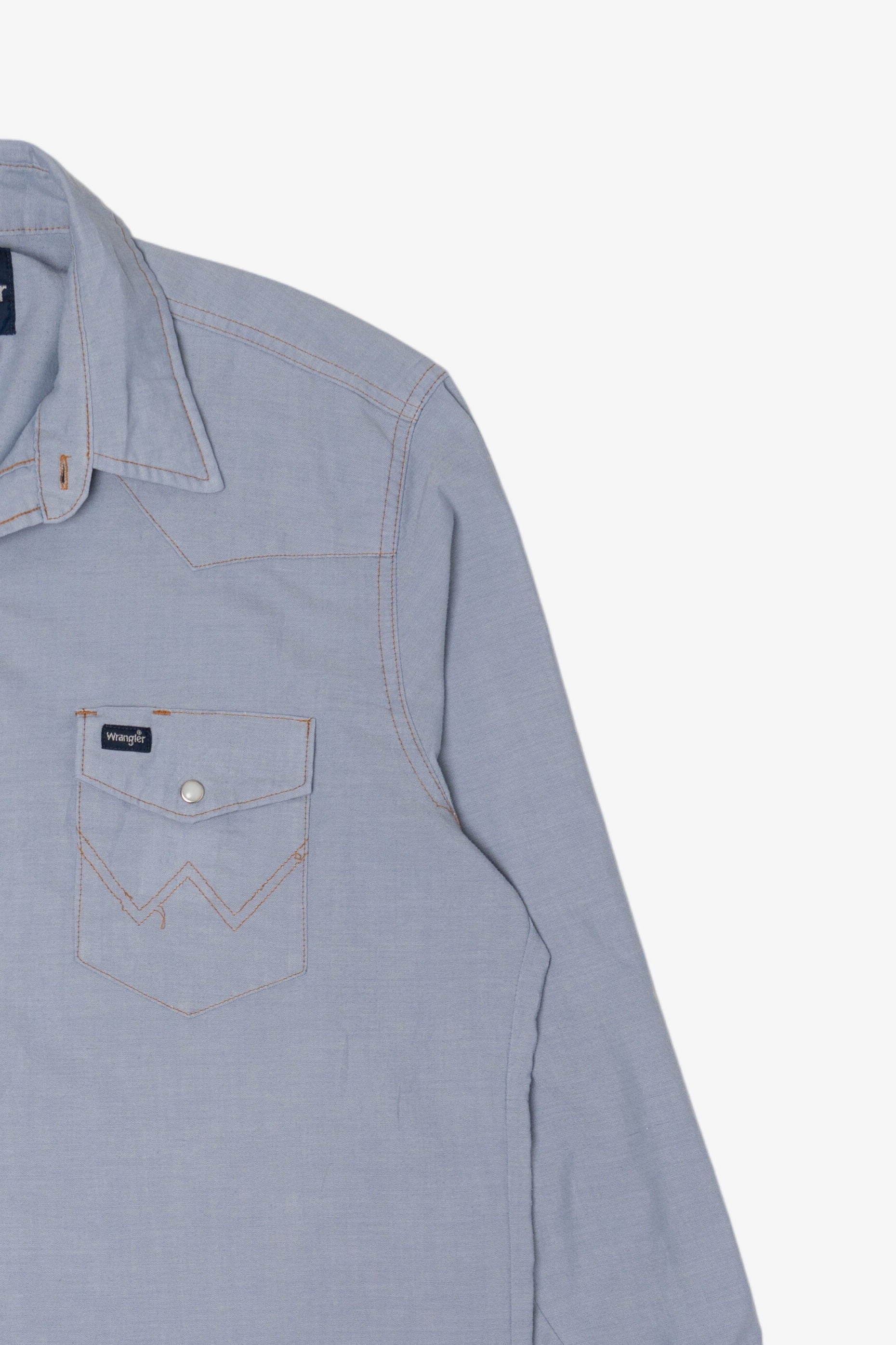 Vintage Light Blue Wrangler Cowboy Cut Snap Button Shirt (1990s)